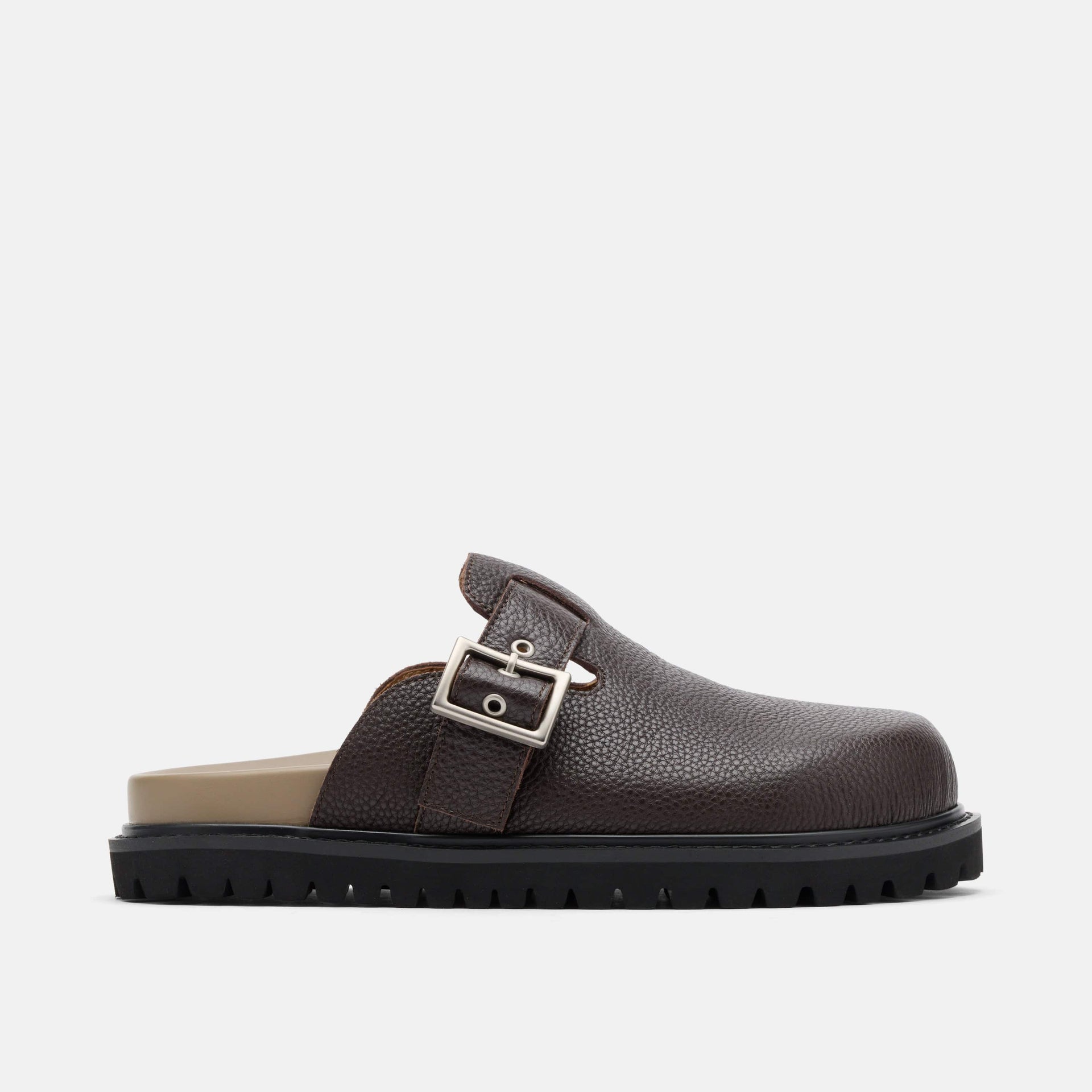 Shiloh Dark Leather Clogs