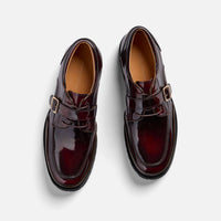 Womens burgundy patent leather lug dress shoes