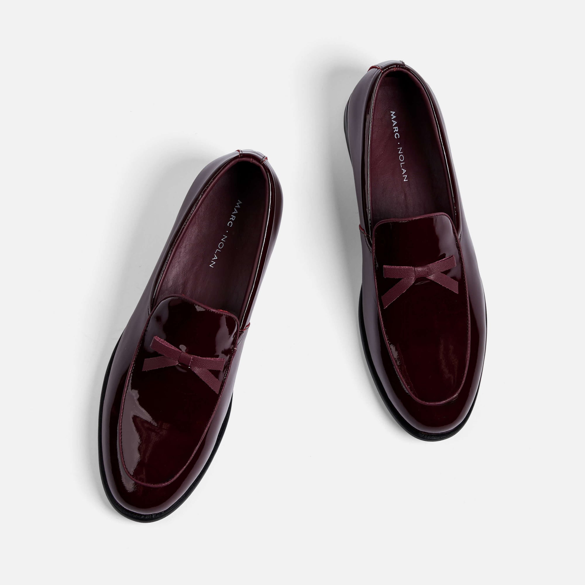 Odell Burgundy Patent Leather Belgian Loafers - Marc Nolan