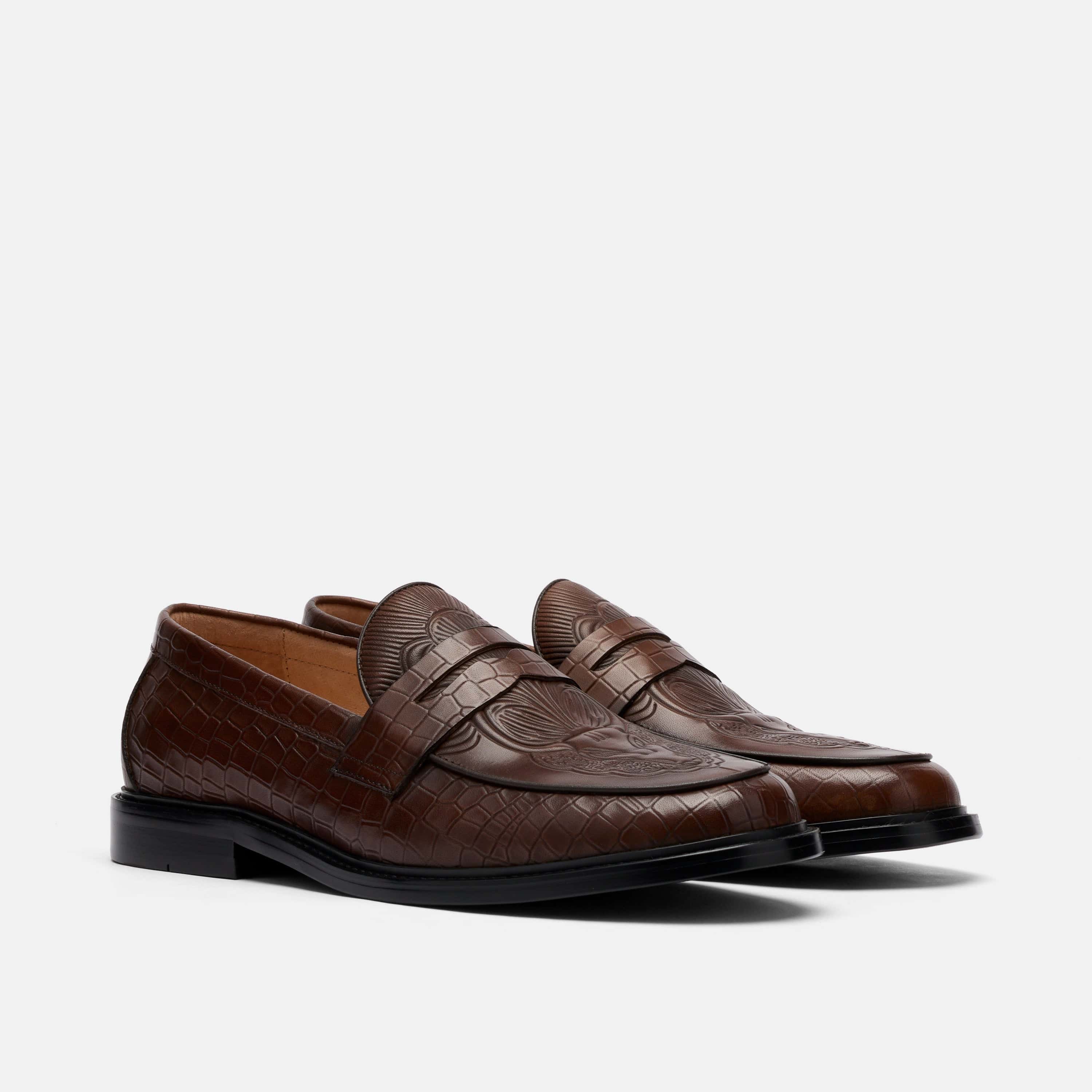 Calum Brown Bull Leather Penny Loafers