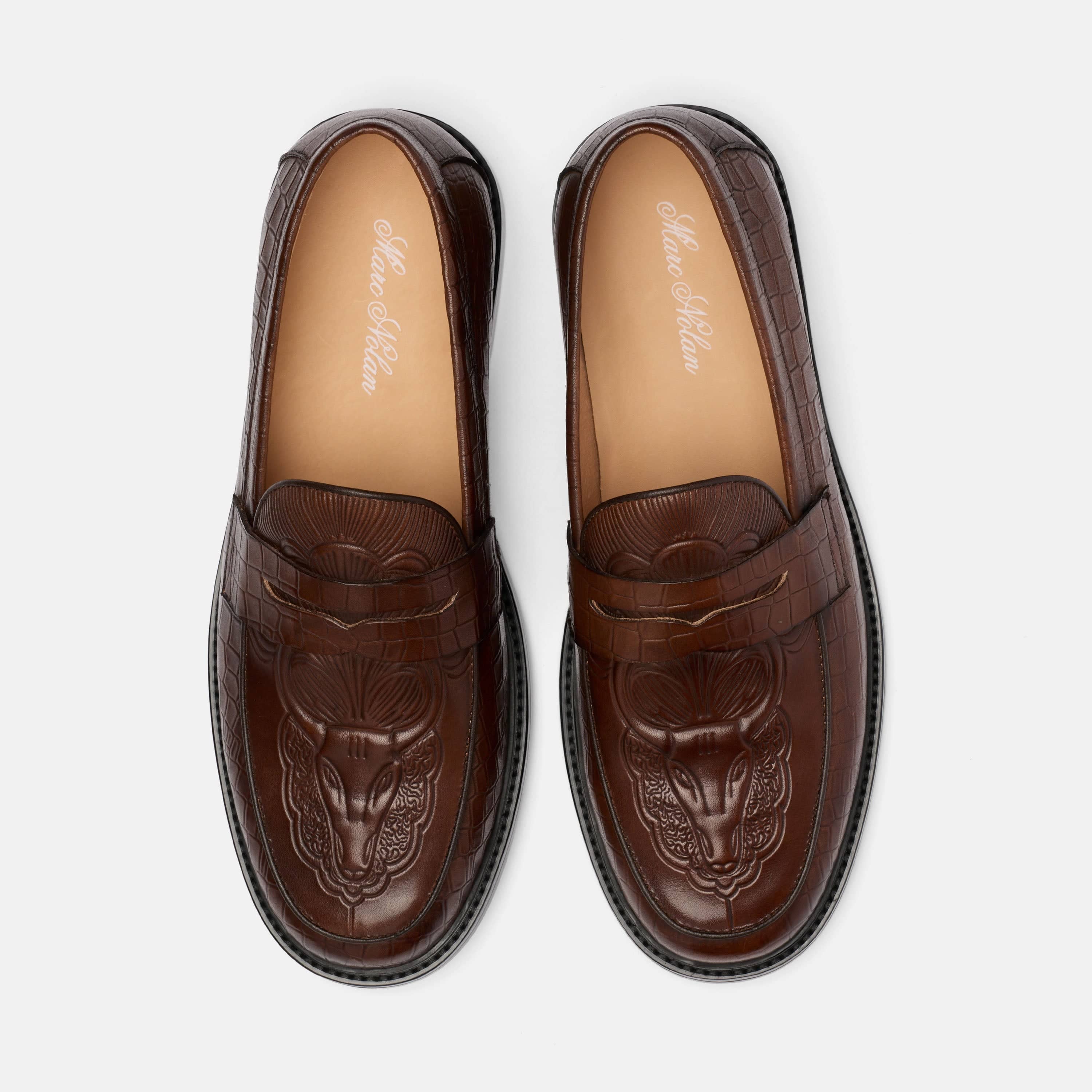 Calum Brown Bull Leather Penny Loafers