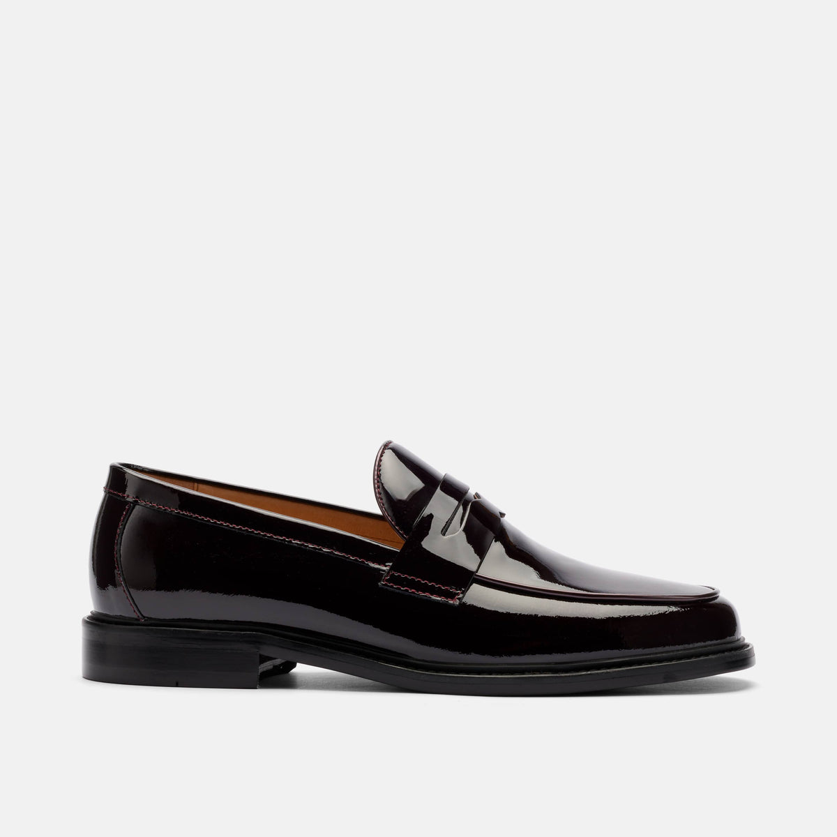 Calum Burgundy Patent Leather Penny Loafers