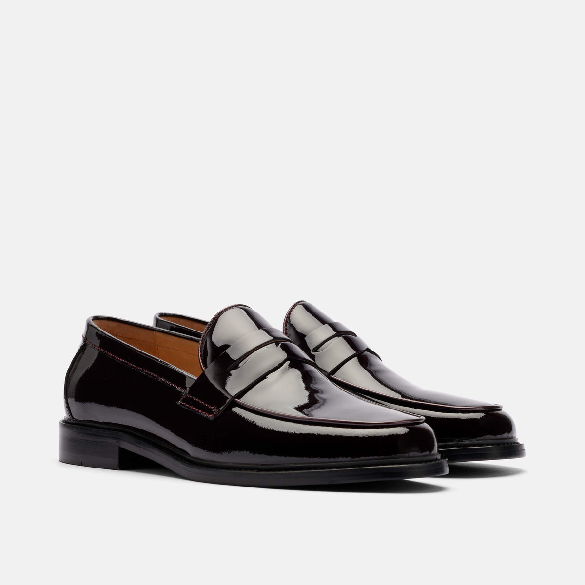 Calum Burgundy Patent Leather Penny Loafers