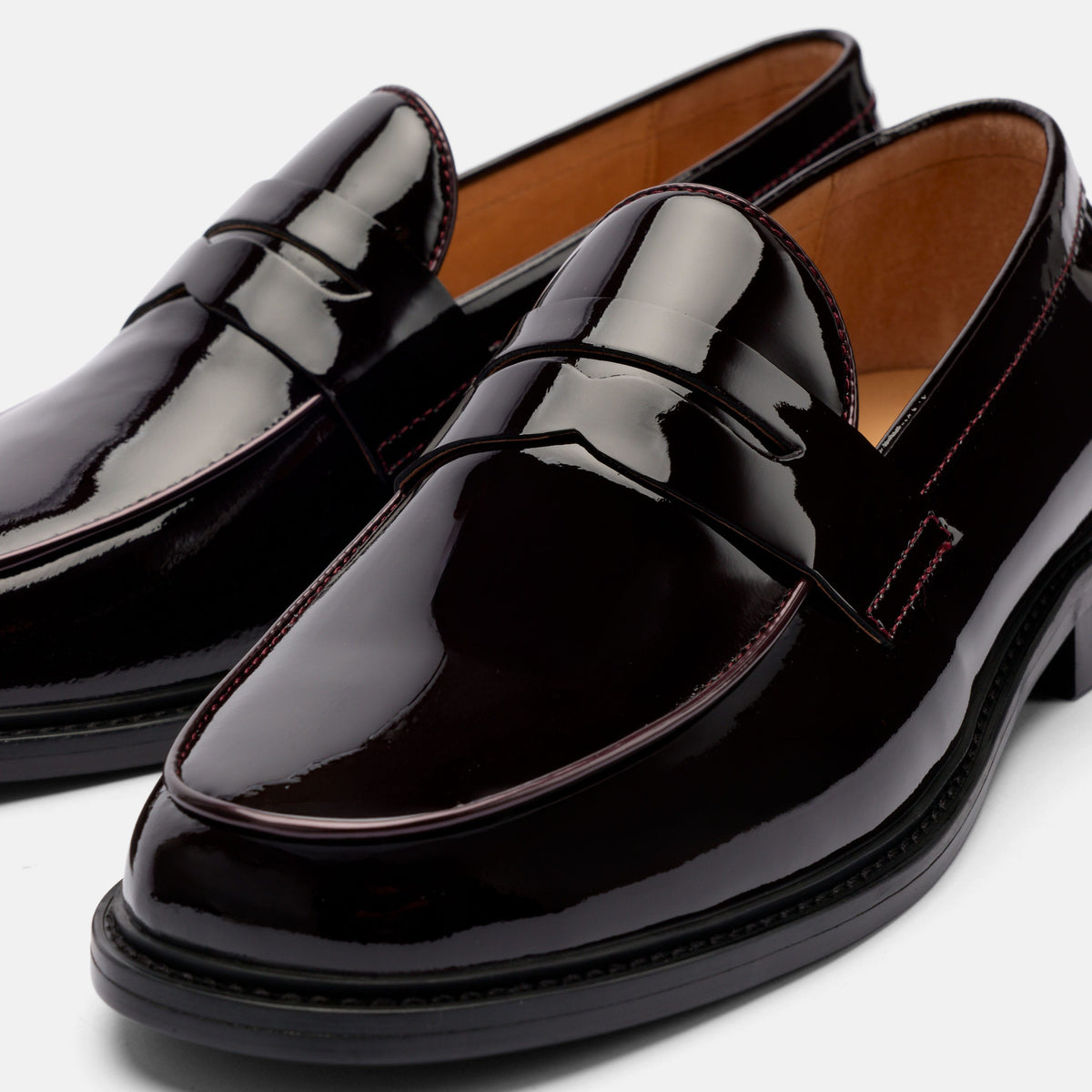 Calum Burgundy Patent Leather Penny Loafers