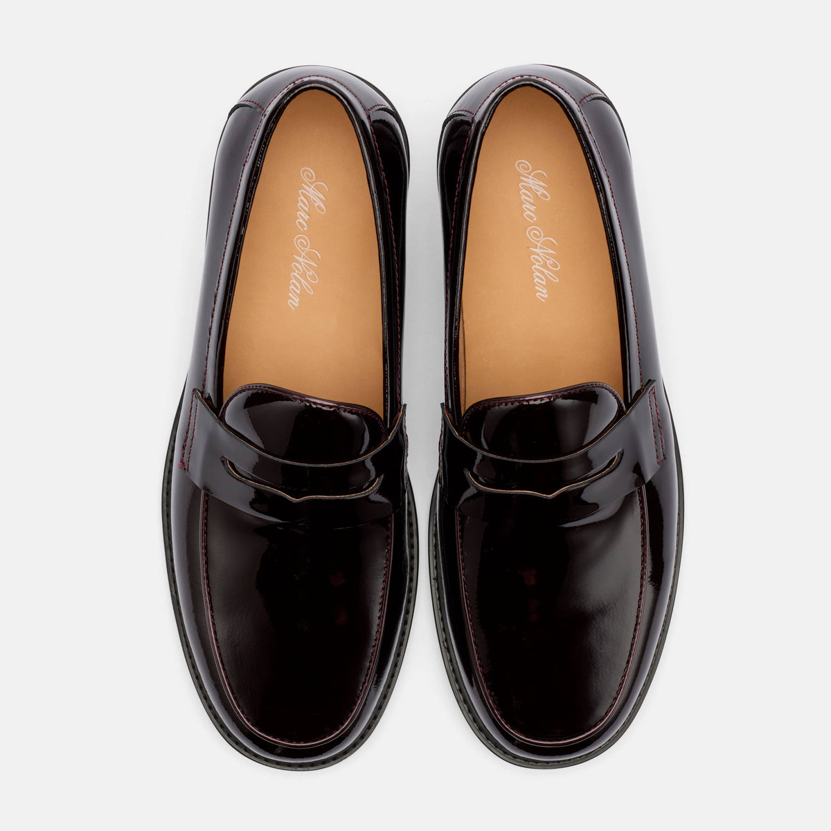 Calum Burgundy Patent Leather Penny Loafers