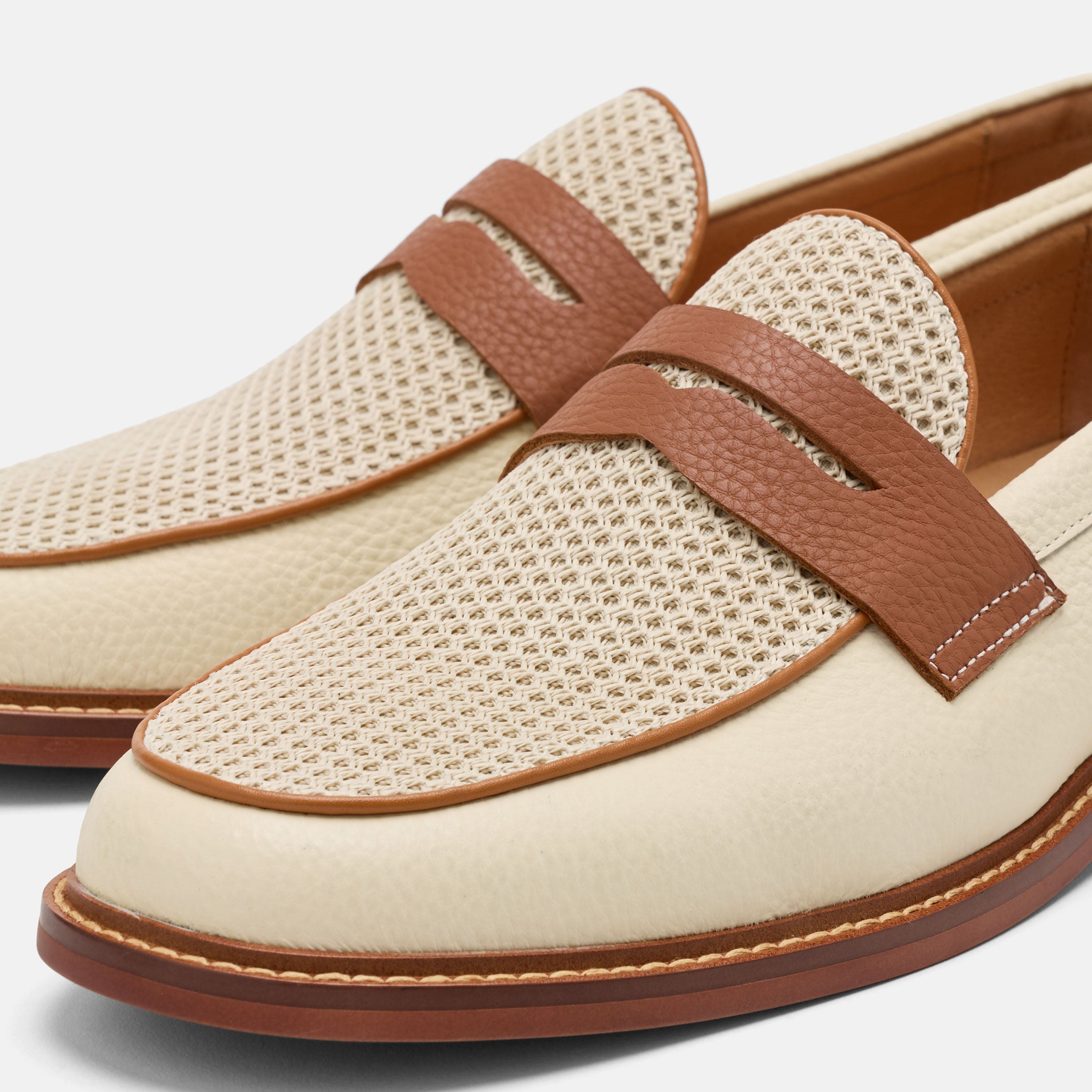 Calum Cream Leather Penny Loafers