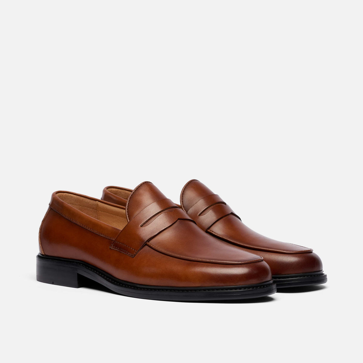 Calum Mahogany Leather Penny Loafers