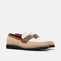 Abe Camel/White Suede Penny Loafers