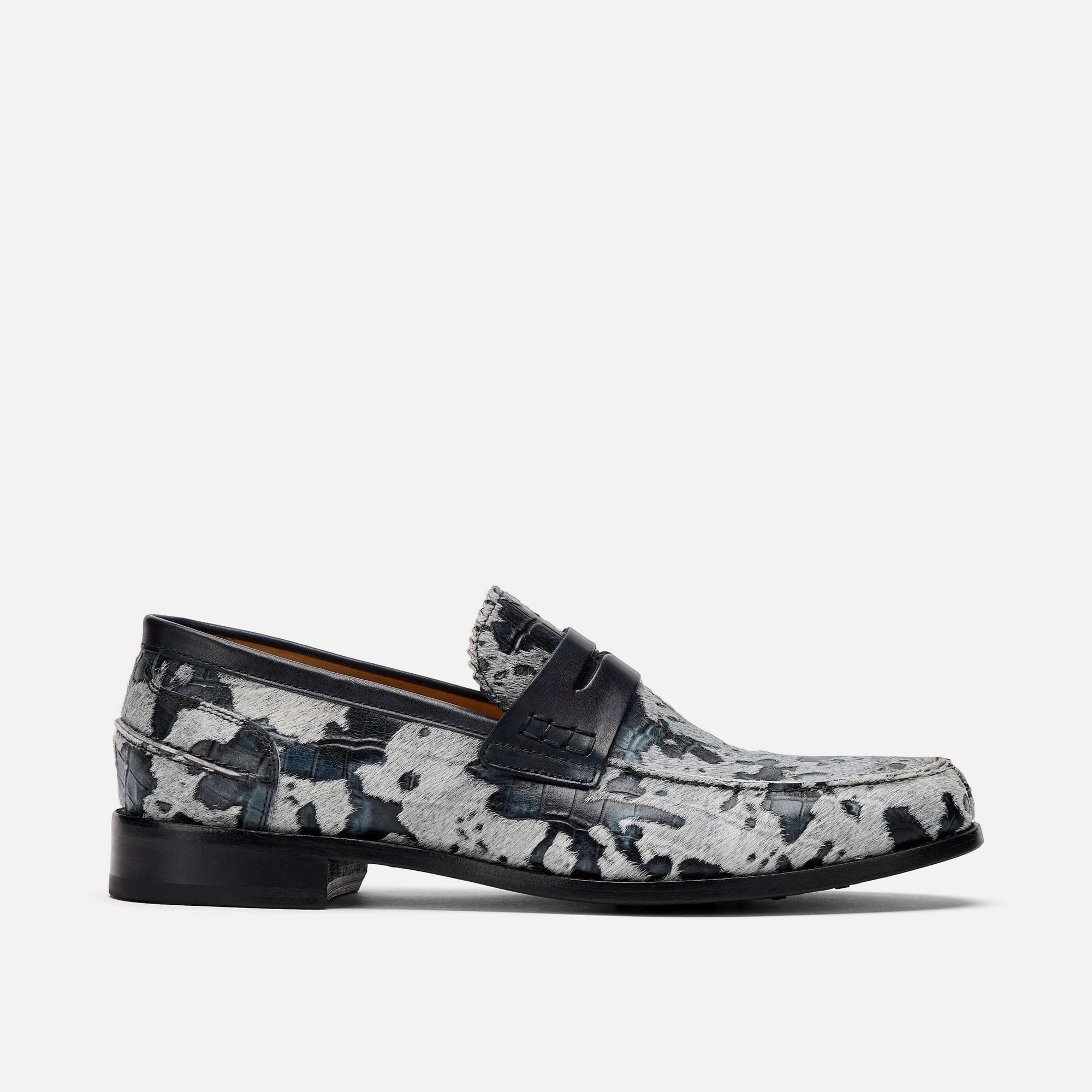Abe Black/White Camo Penny Loafers