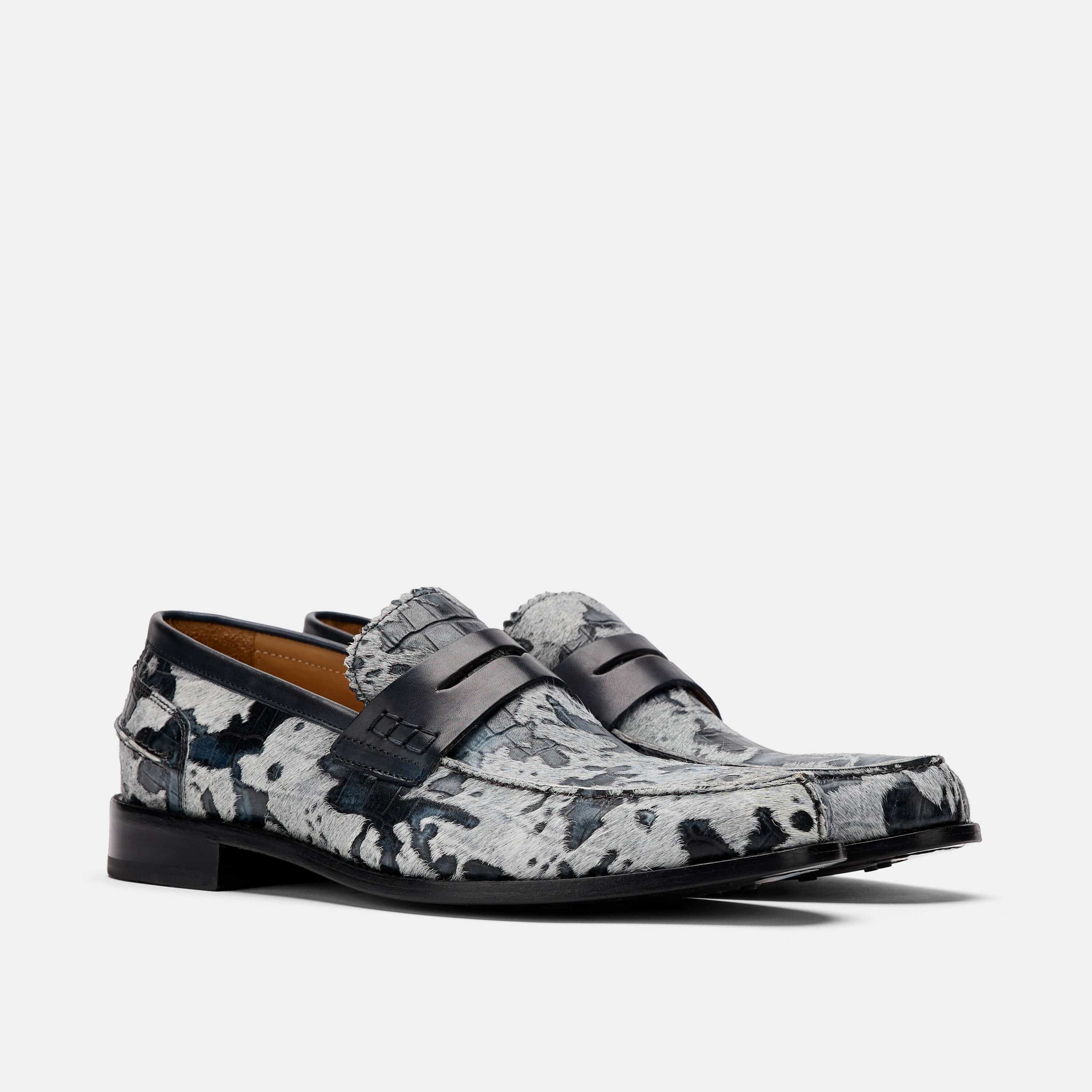 Abe Black/White Camo Penny Loafers