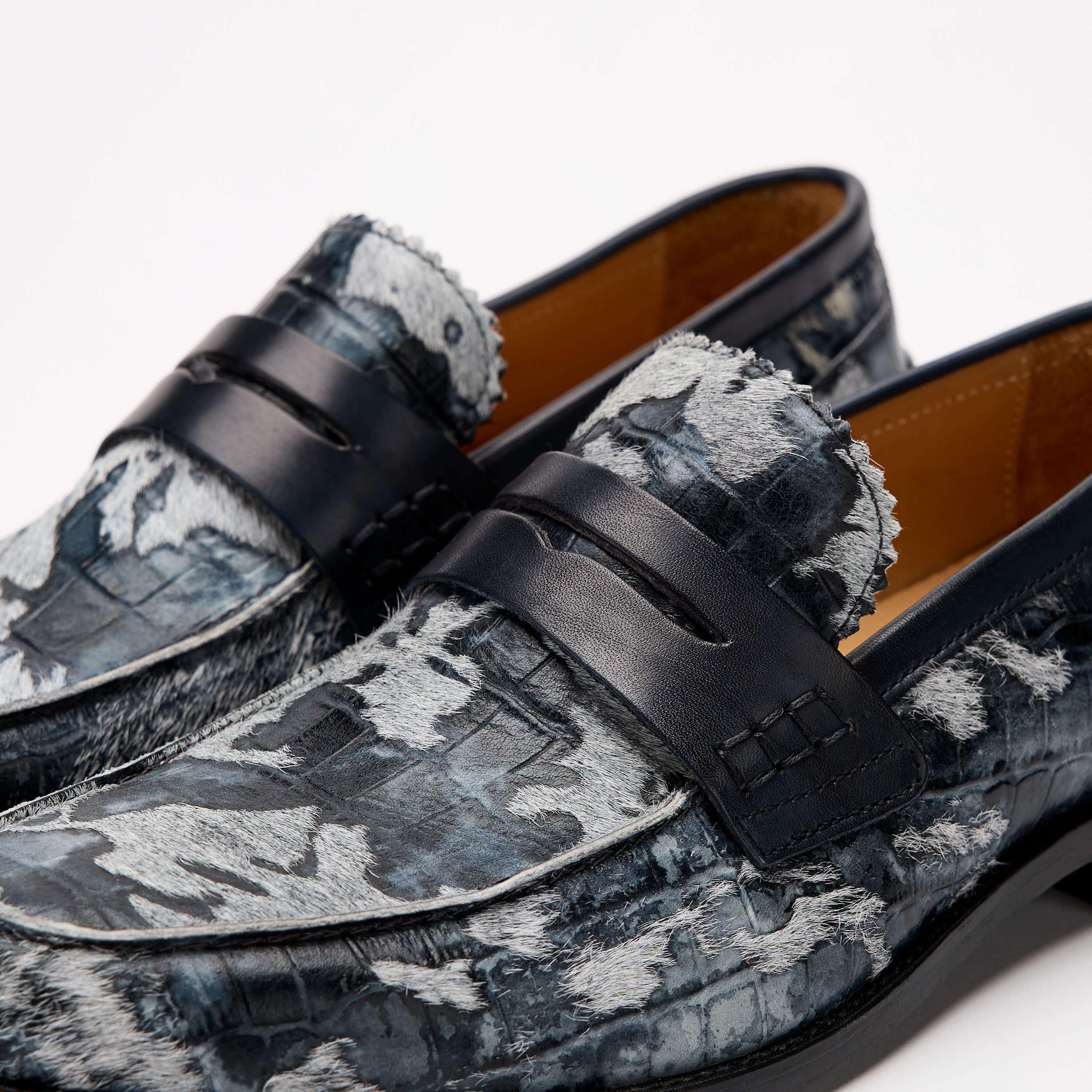 Abe Black/White Camo Penny Loafers