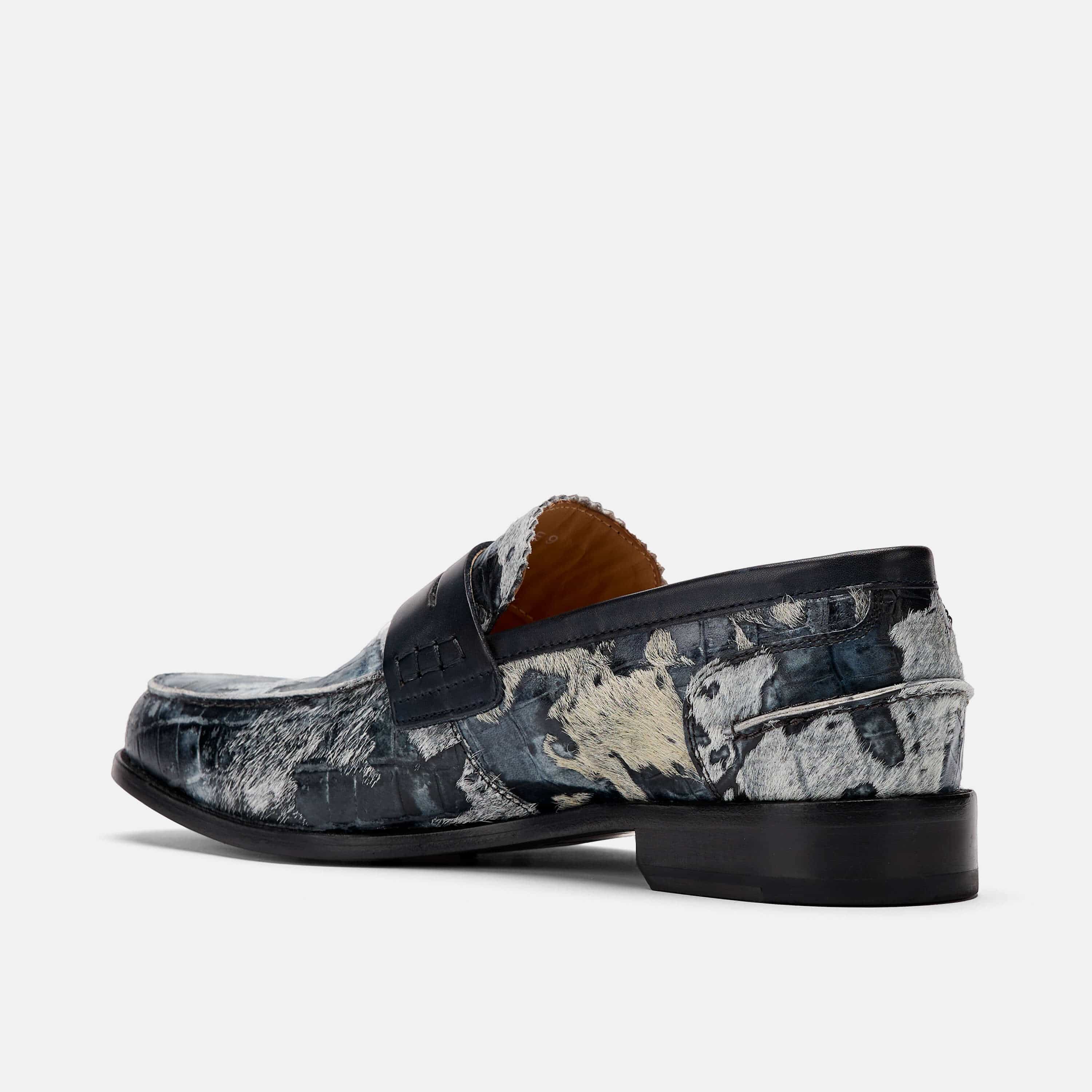 Abe Black/White Camo Penny Loafers