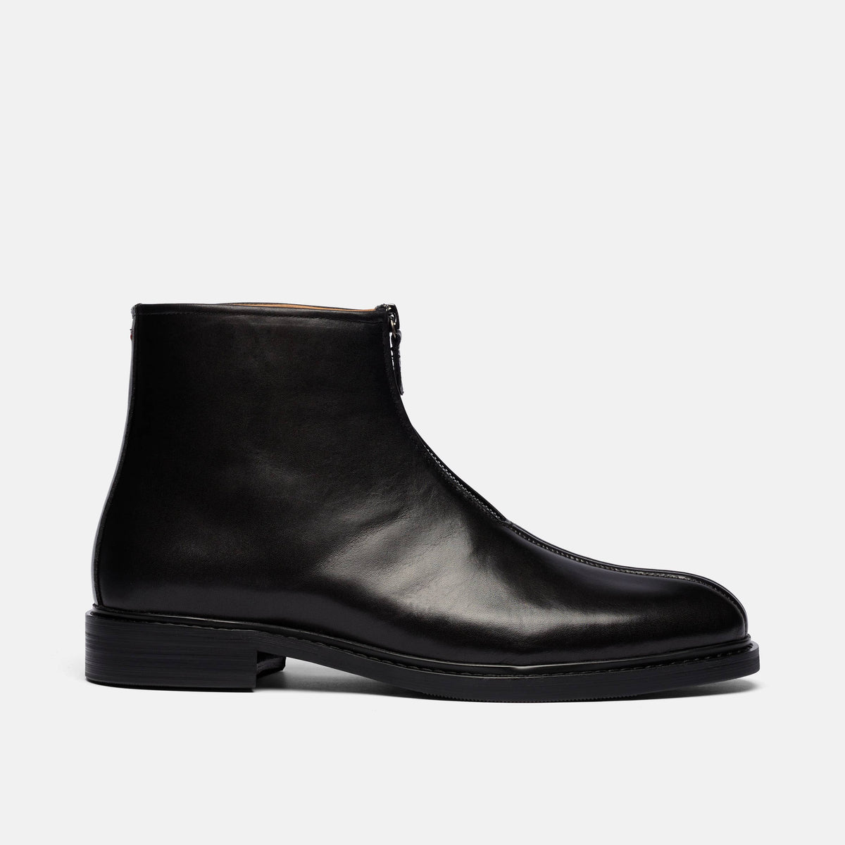 Canal Black Leather Zip Boot