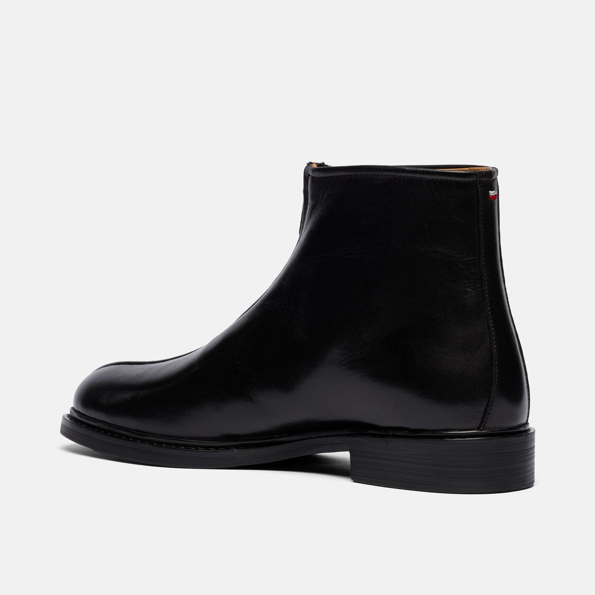 Canal Black Leather Zip Boot