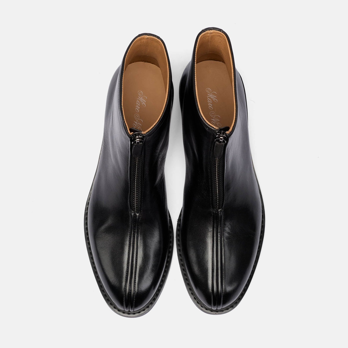 Canal Black Leather Zip Boot