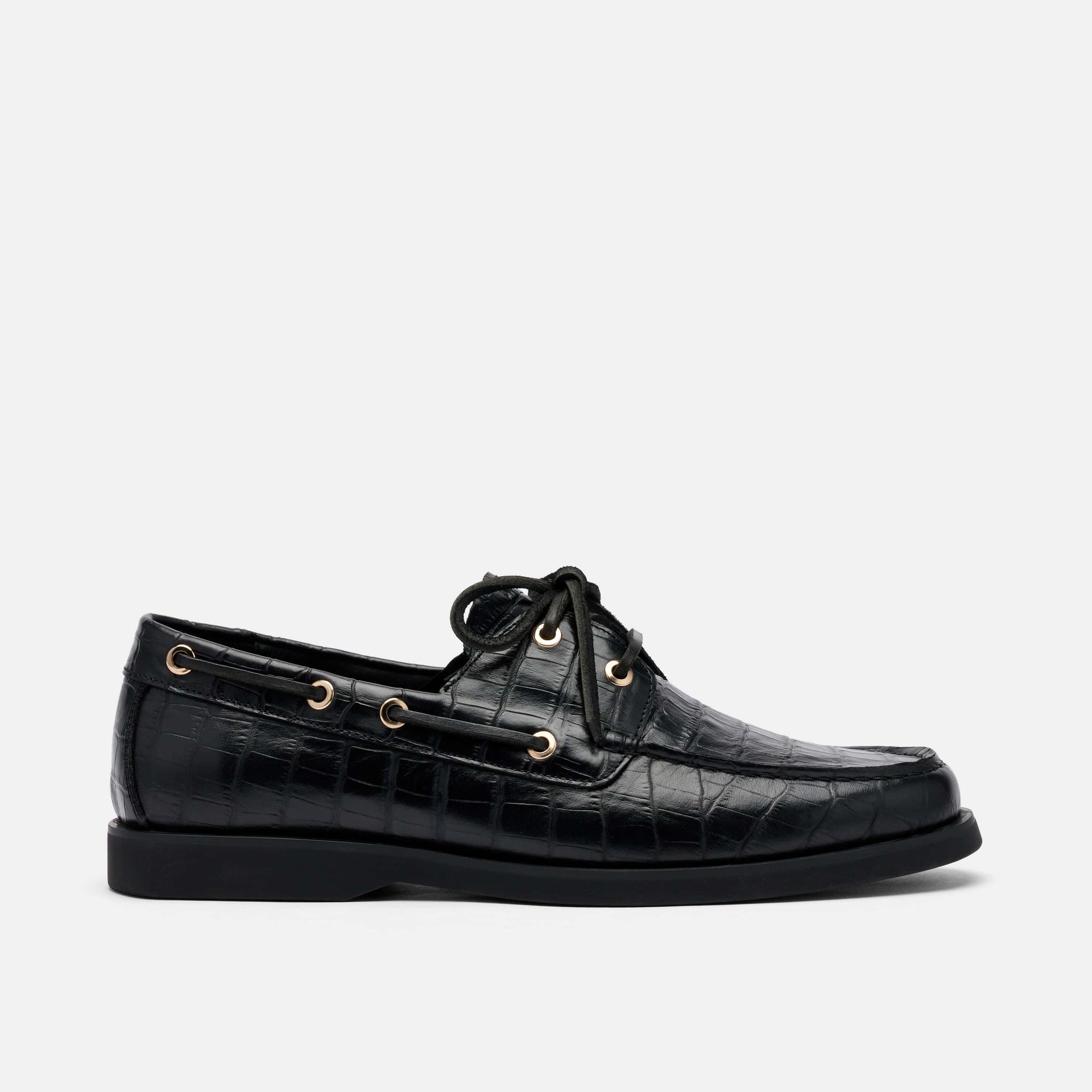 Capri Croc Leather Boat Shoes