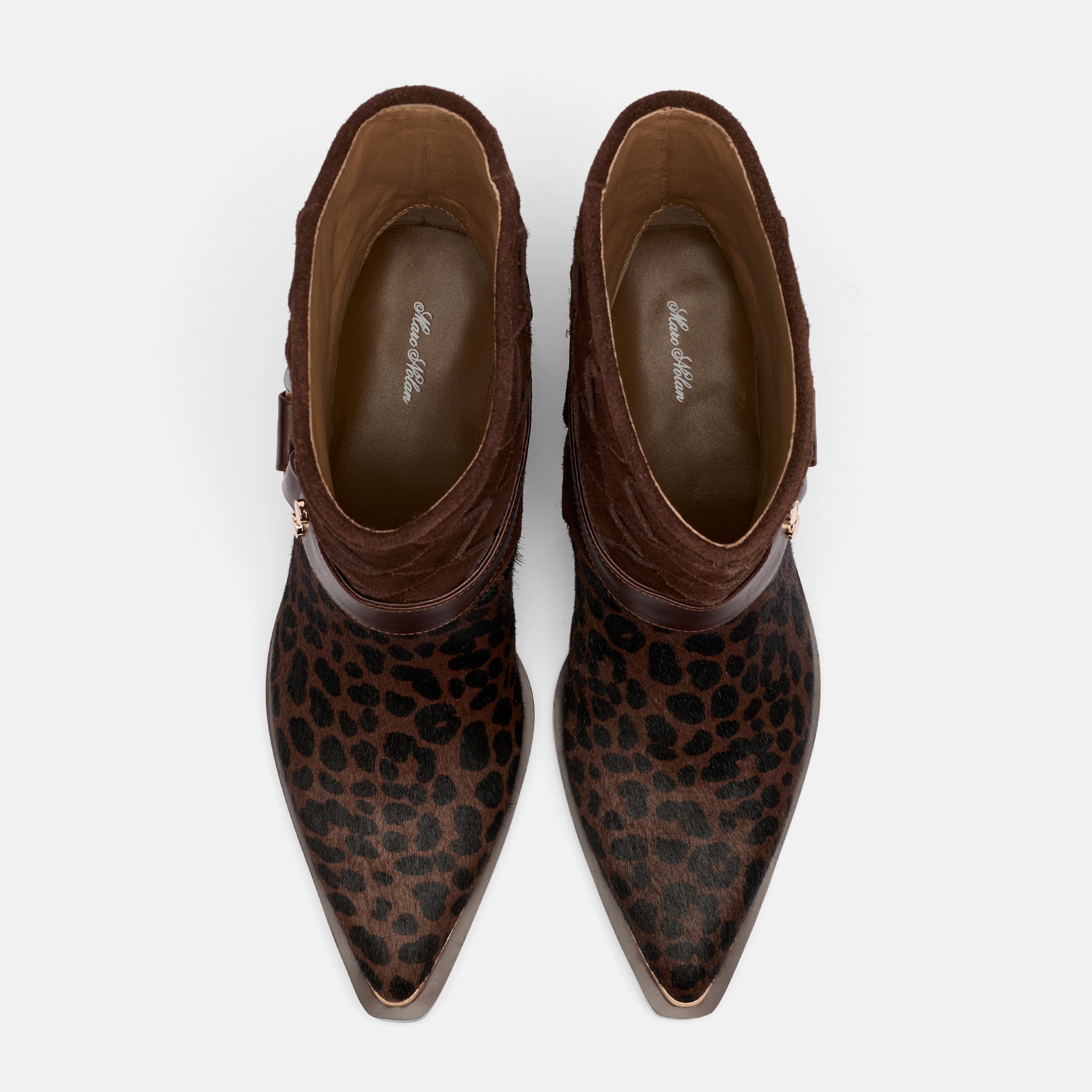 Cassidy Brown Woven / Leopard Harness Ankle Boot