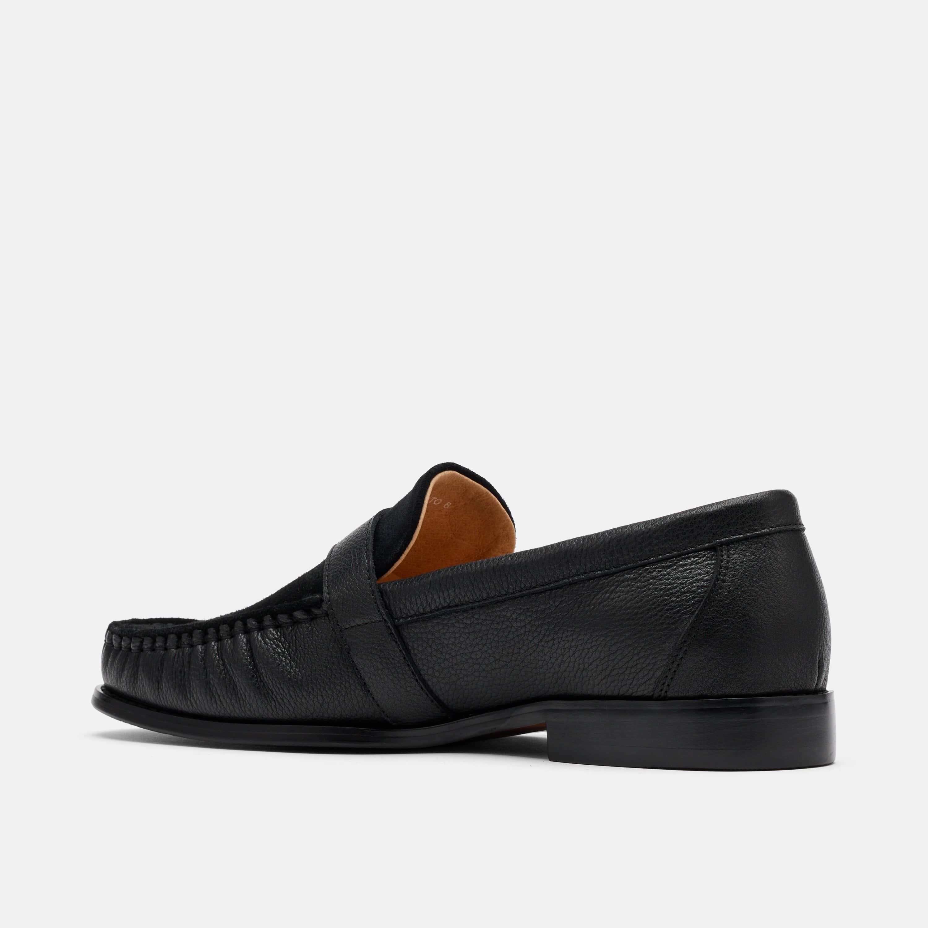 Cato Black Leather Buckle Loafers
