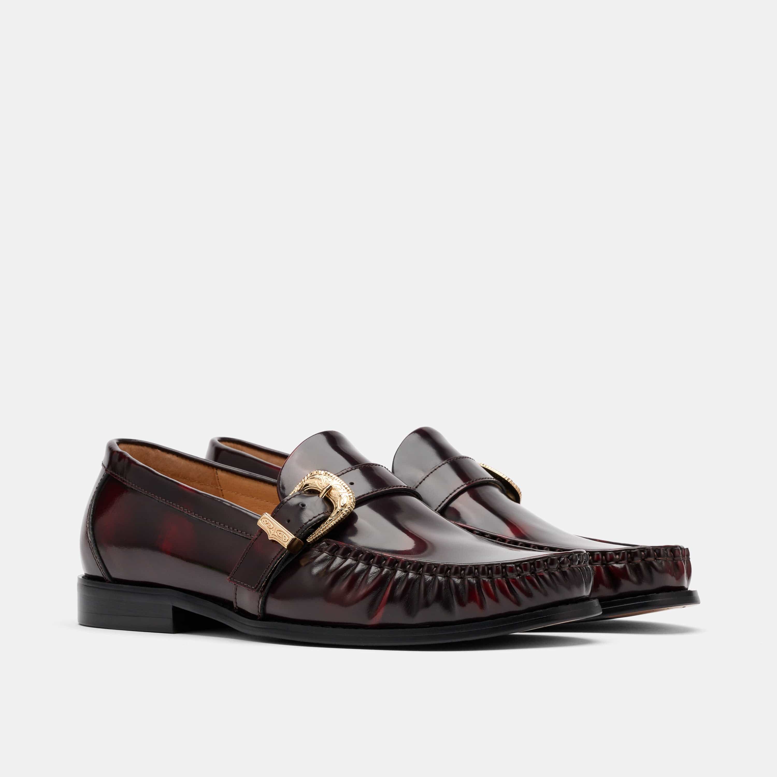 Cato Burgundy Patent Leather Buckle Loafers