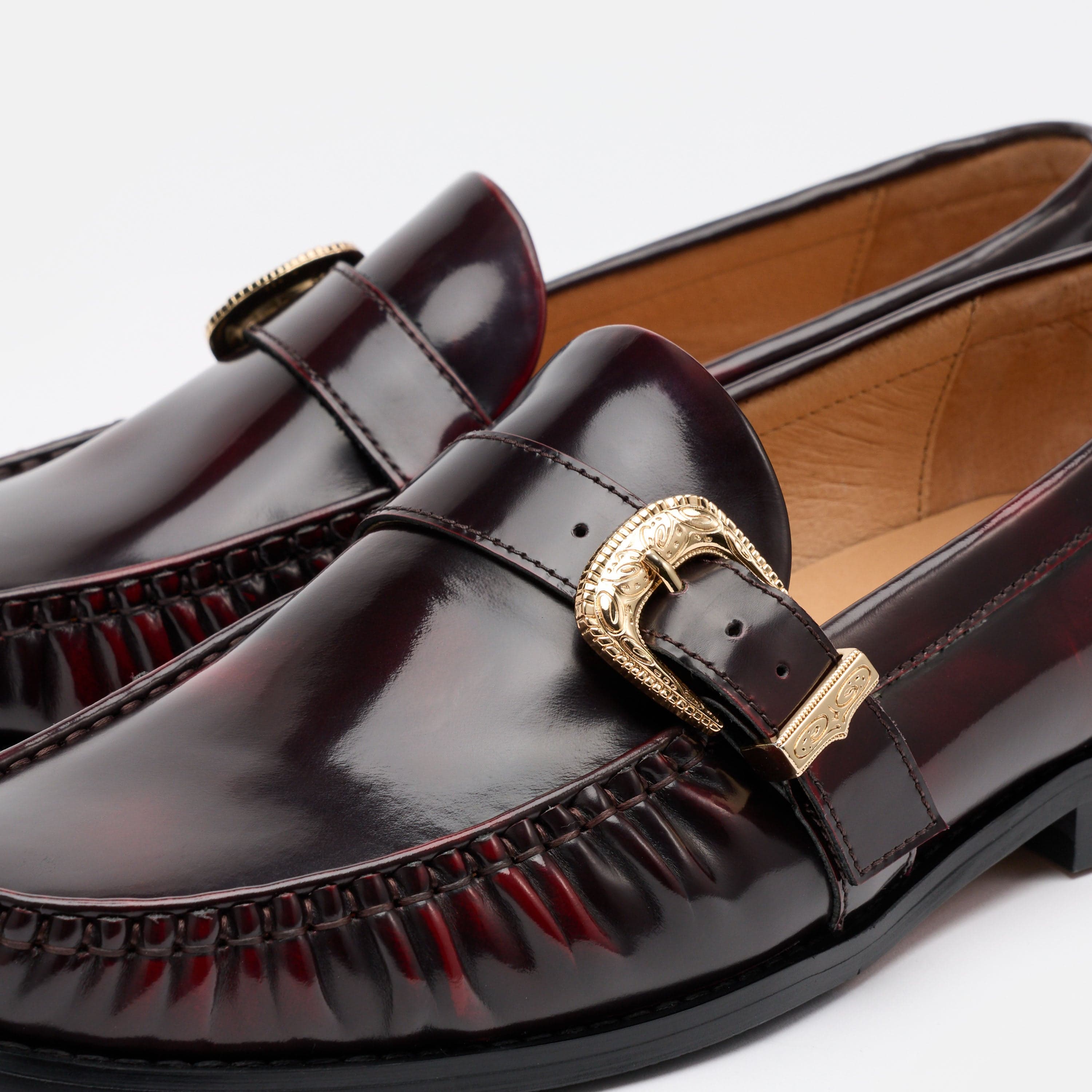 Cato Burgundy Patent Leather Buckle Loafers