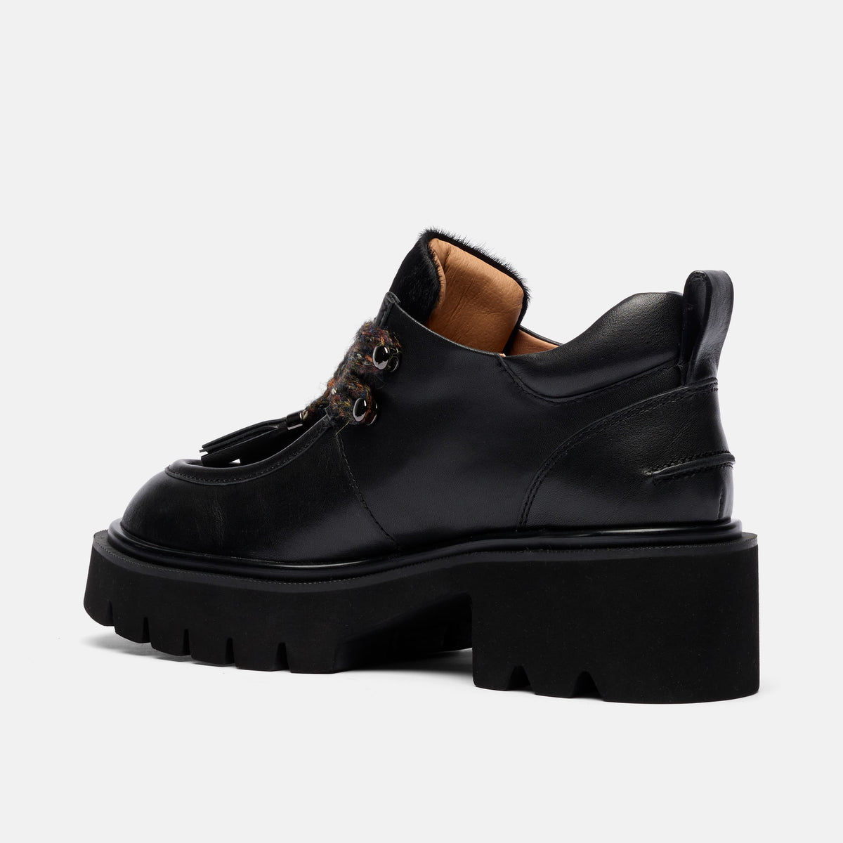 Charlie Black Leather Moc Ankle Boot