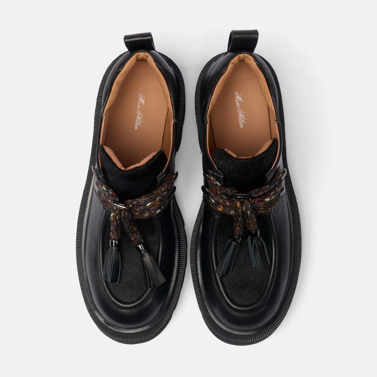 Charlie Black Leather Moc Ankle Boot