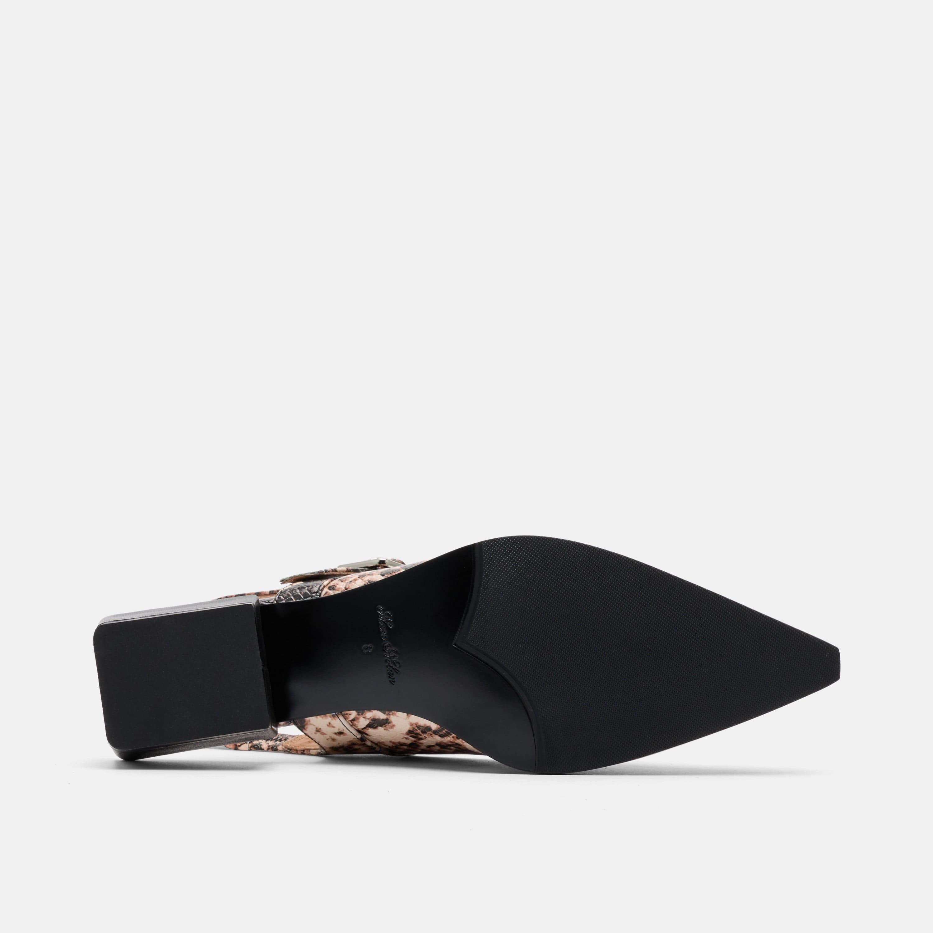 Chelsea Brown Snake Leather Slingback Block Heels