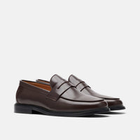 Calum Chocolate Brown Leather Penny Loafers