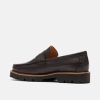 Adler Chocolate Brown Pebble Leather Lug Penny Loafers