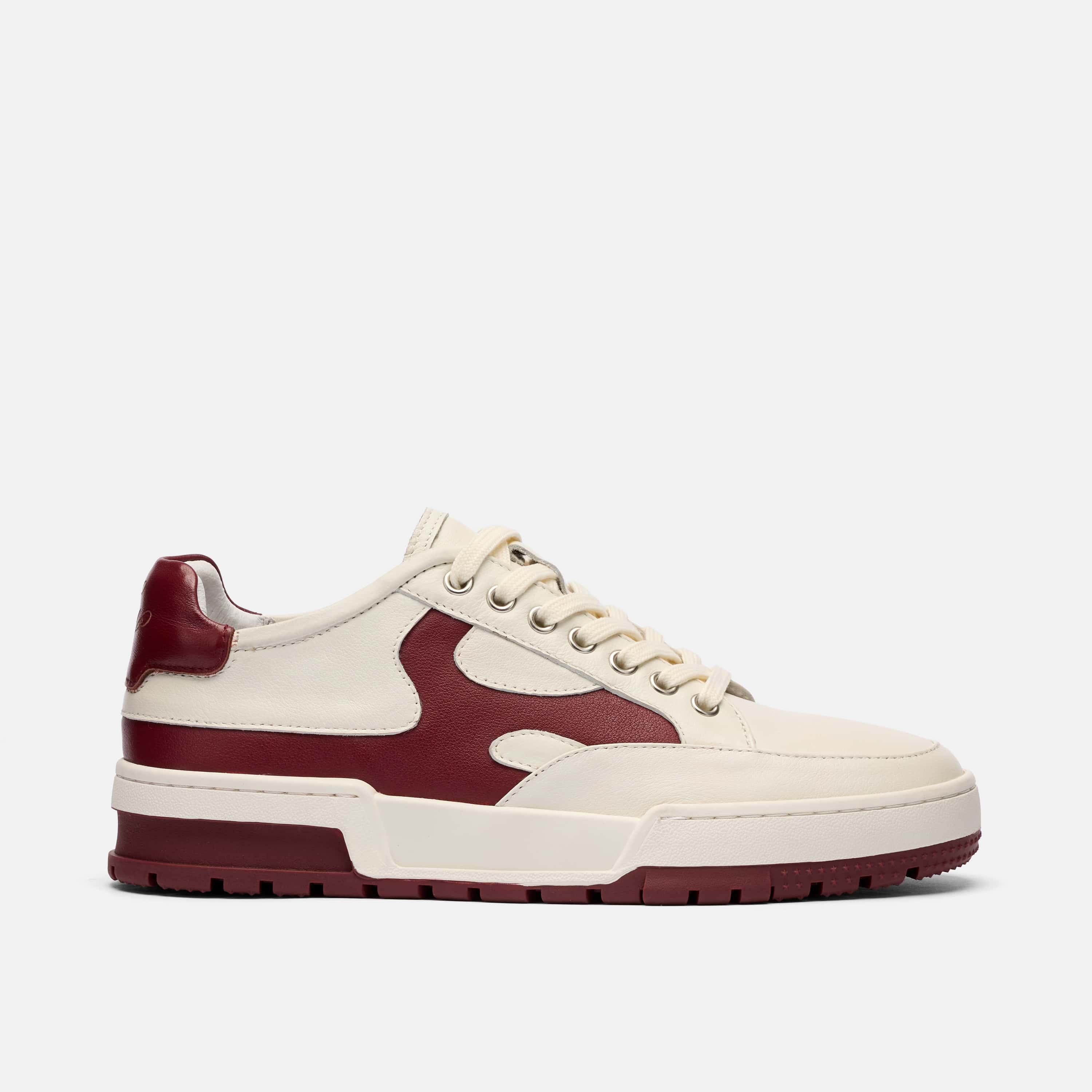 Men's Club Court Leather Tennis Shoe - White/Burgundy