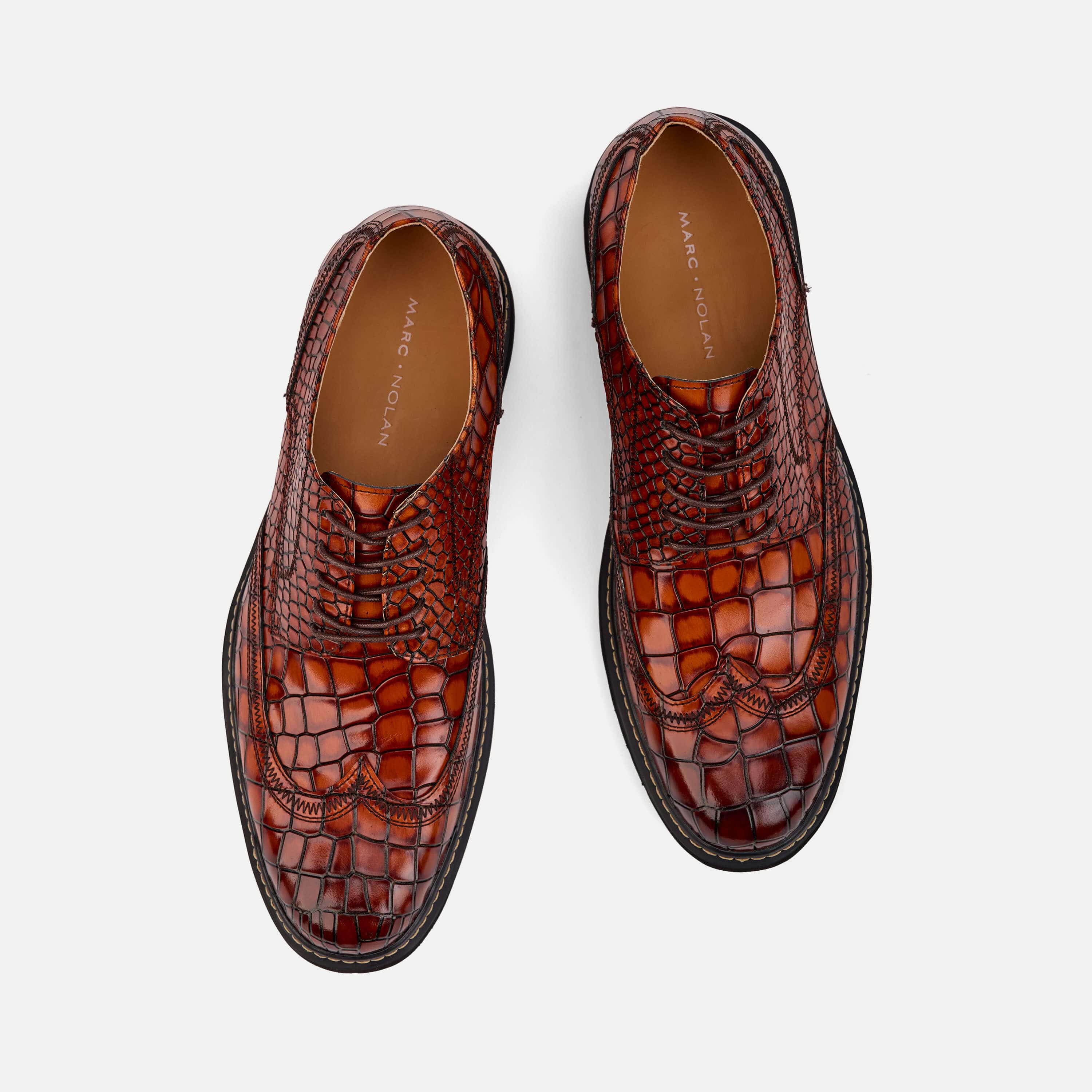 Roman Cognac Croc Leather Wingtip Sneakers