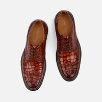 Roman Cognac Croc Leather Wingtip Sneakers