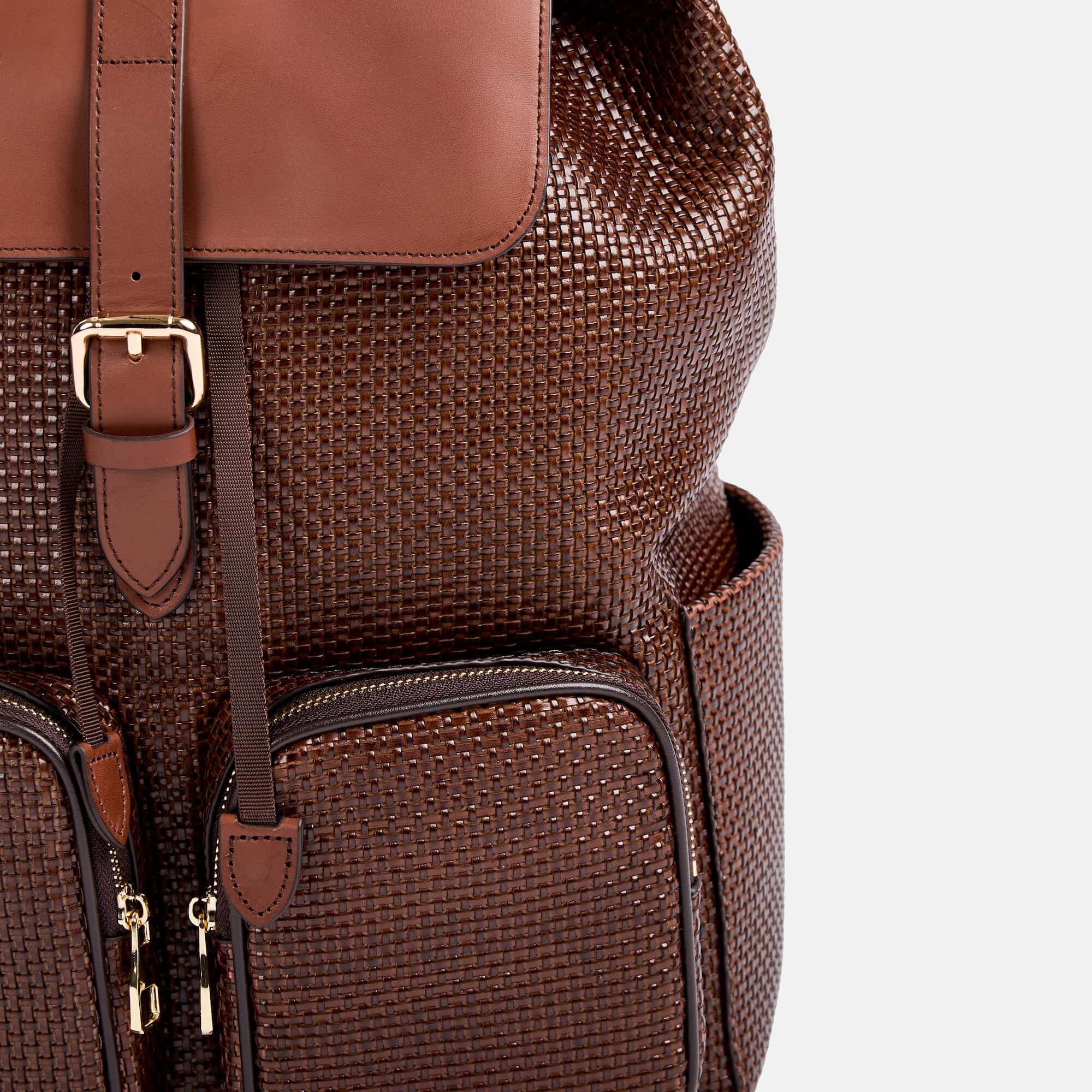 SOHO Woven Cognac Leather Backpack