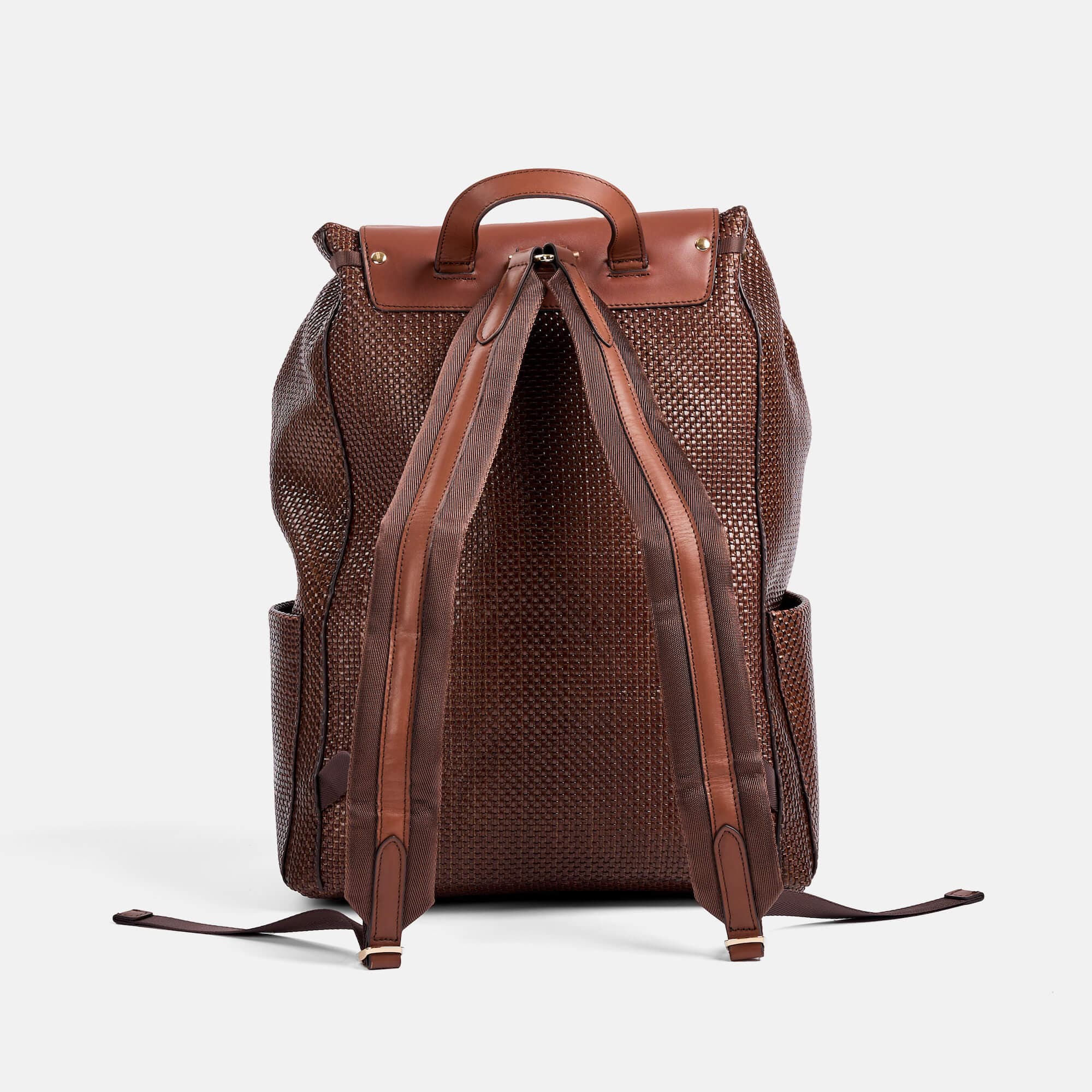 SOHO Woven Cognac Leather Backpack
