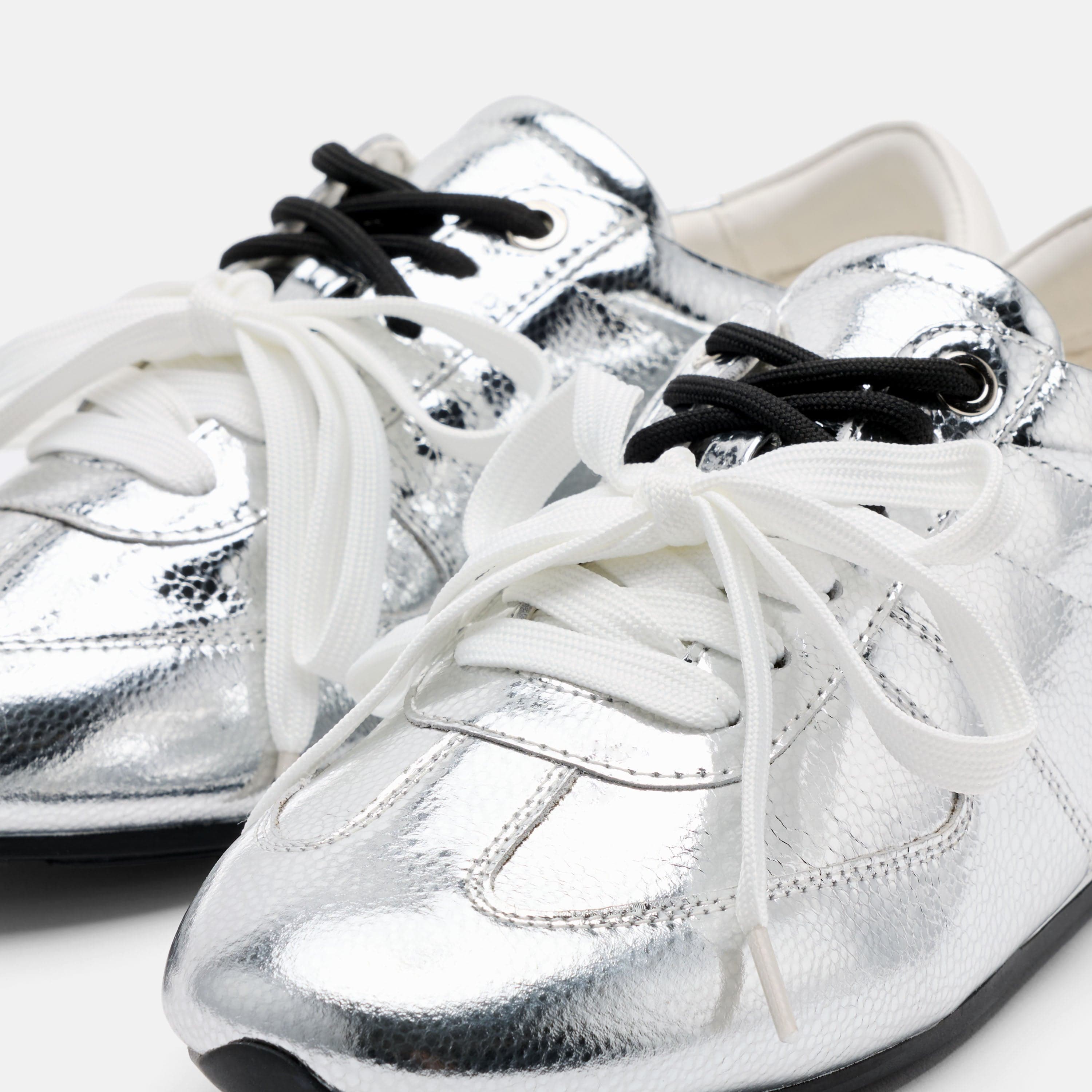 Colette Silver Metallic Leather Sneakers