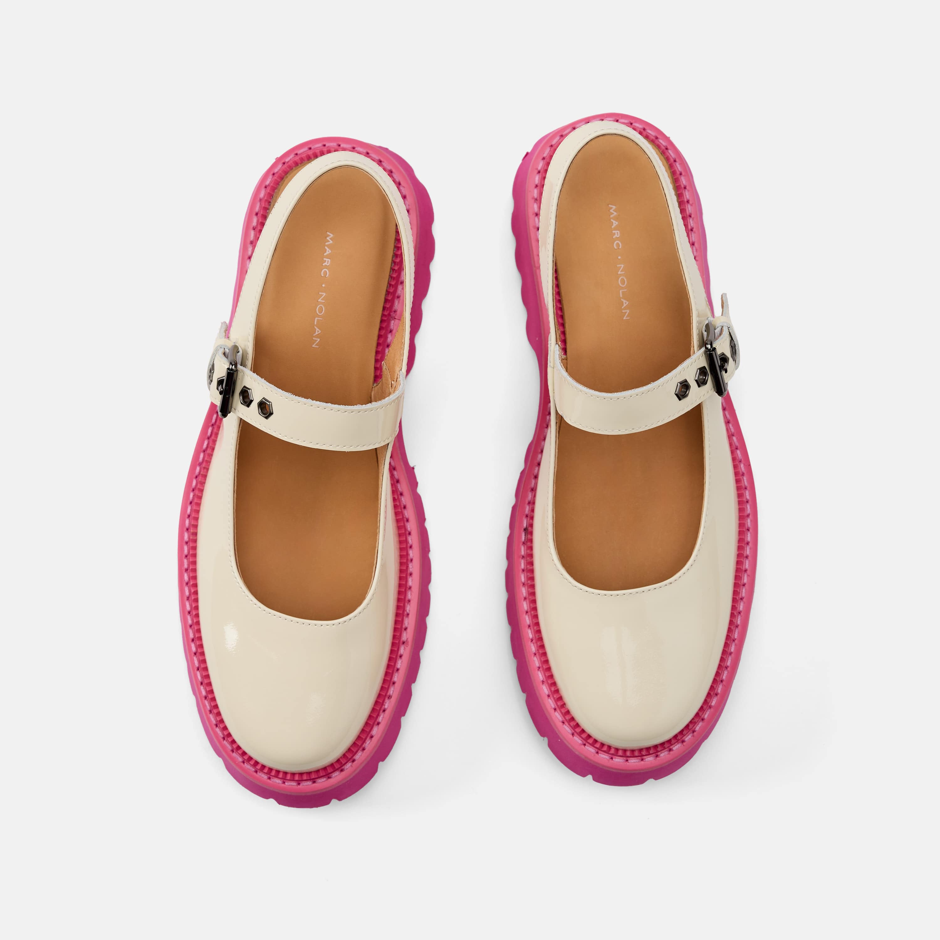 Ms. Luna Cream/Pink Leather Lug Sole Mary Jane