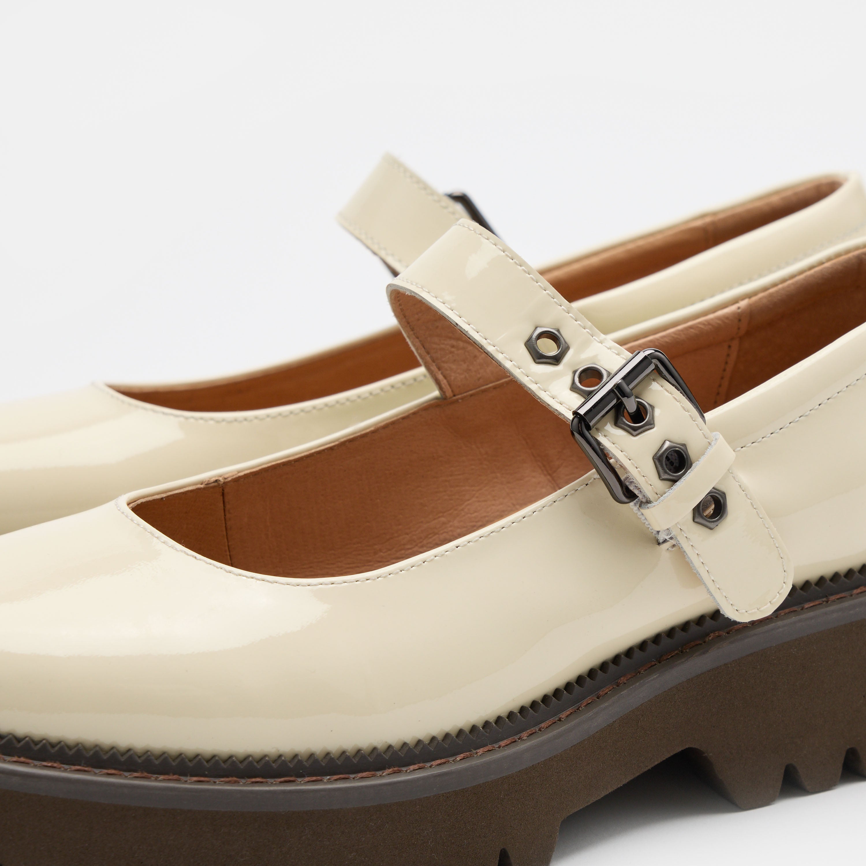 Lyla Cream Patent Leather Mary Janes