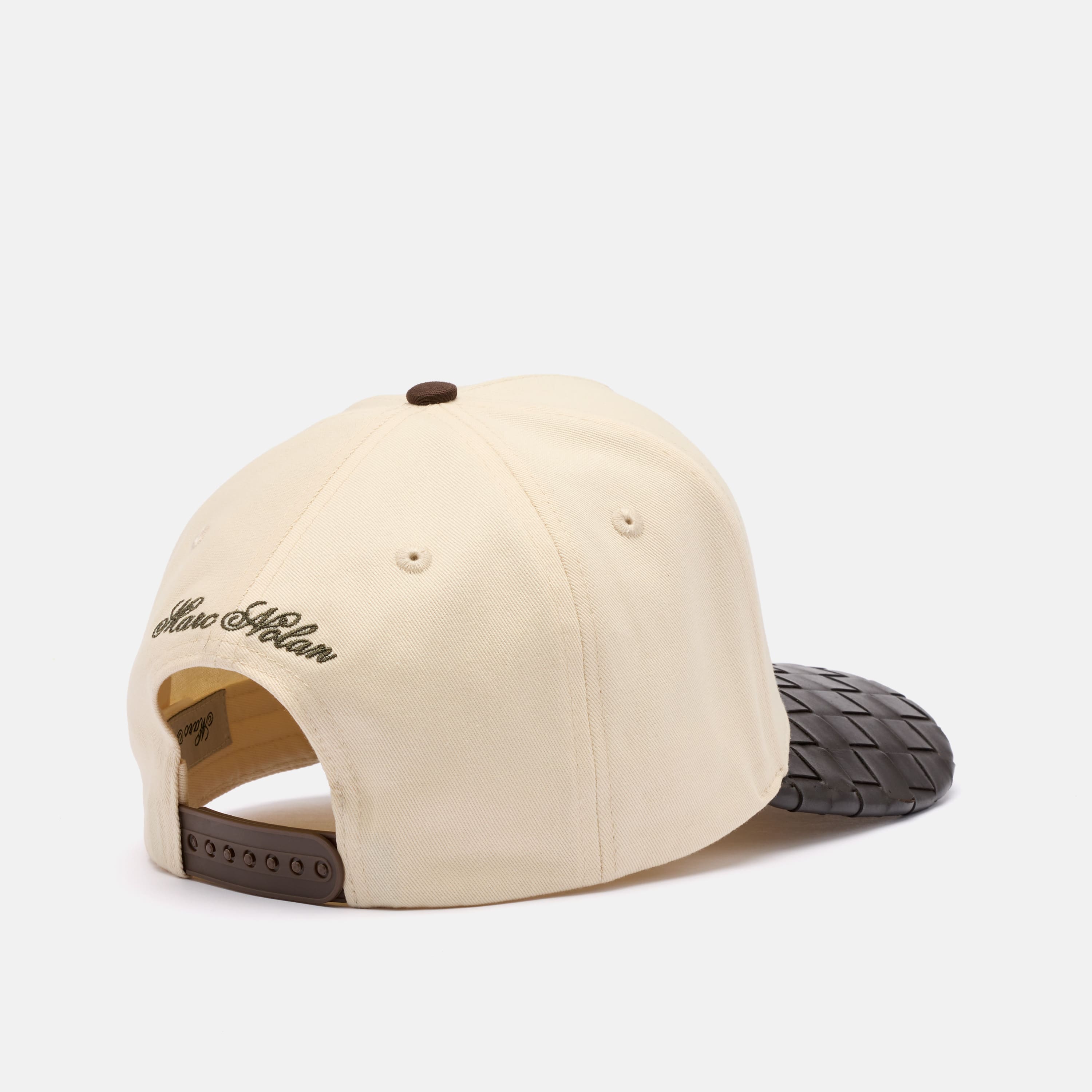 Marc Nolan Crest Logo Hat - Cream/Brown Woven Leather