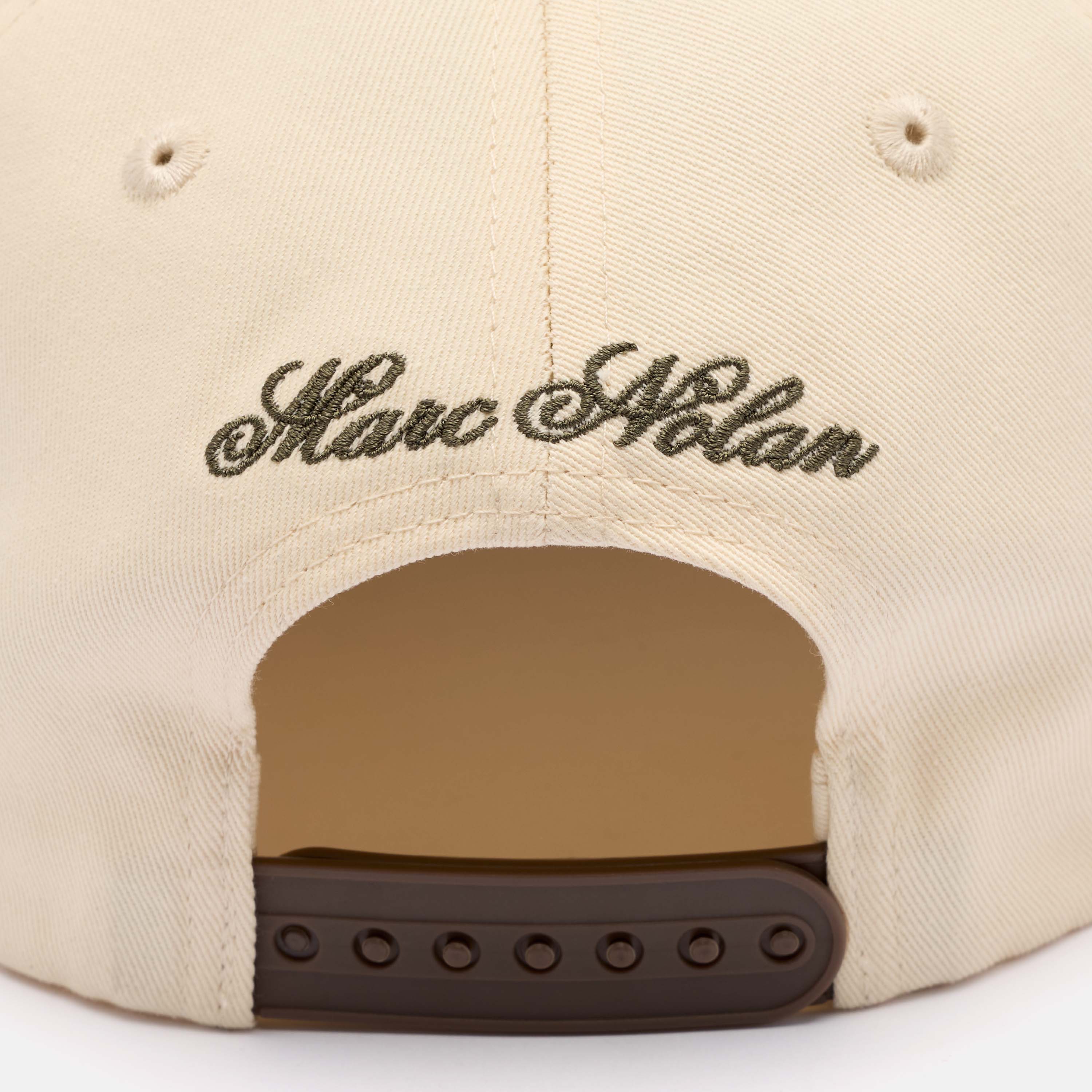 Marc Nolan Crest Logo Hat - Cream/Brown Woven Leather