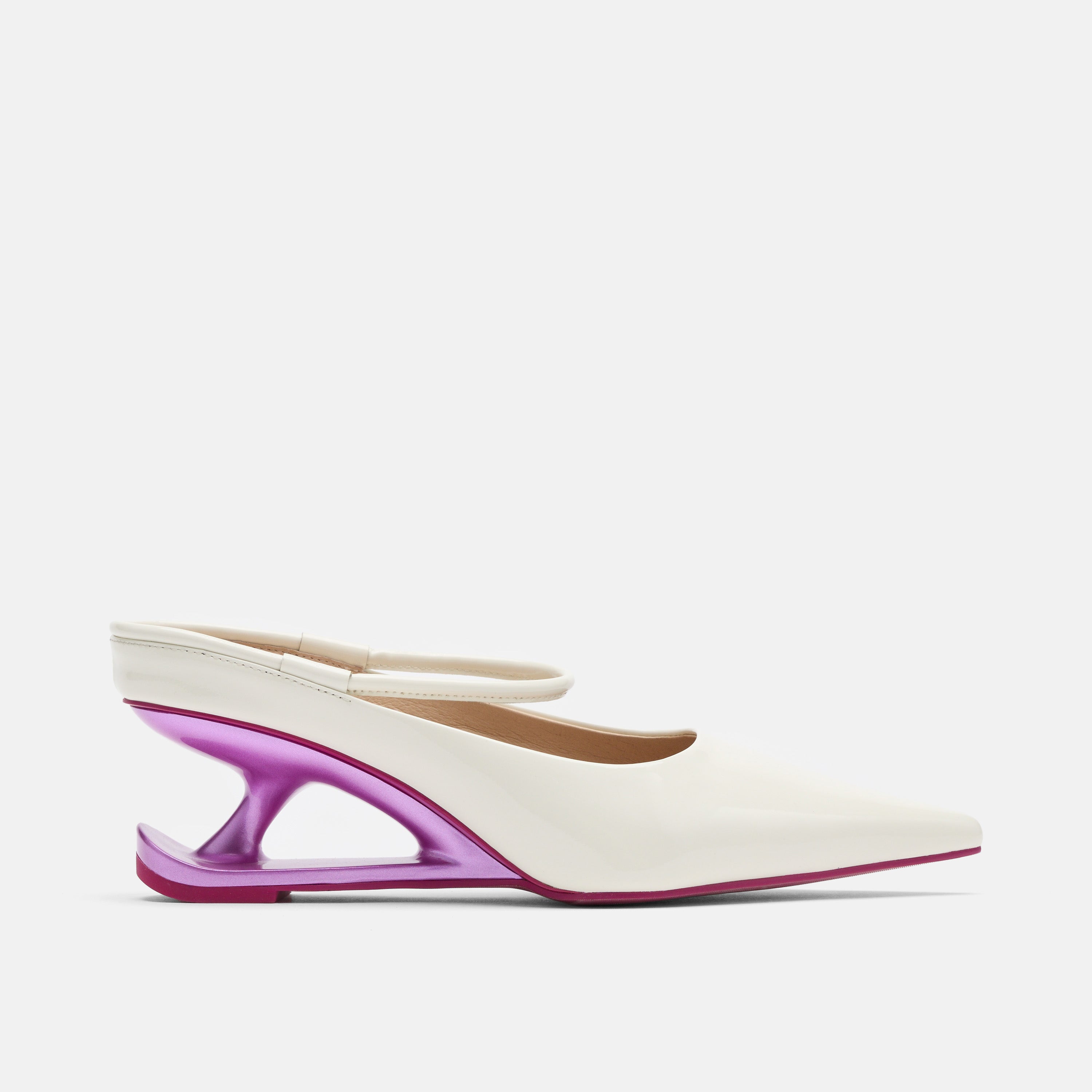 Sophia Cream/Magenta Leather Strap Pumps