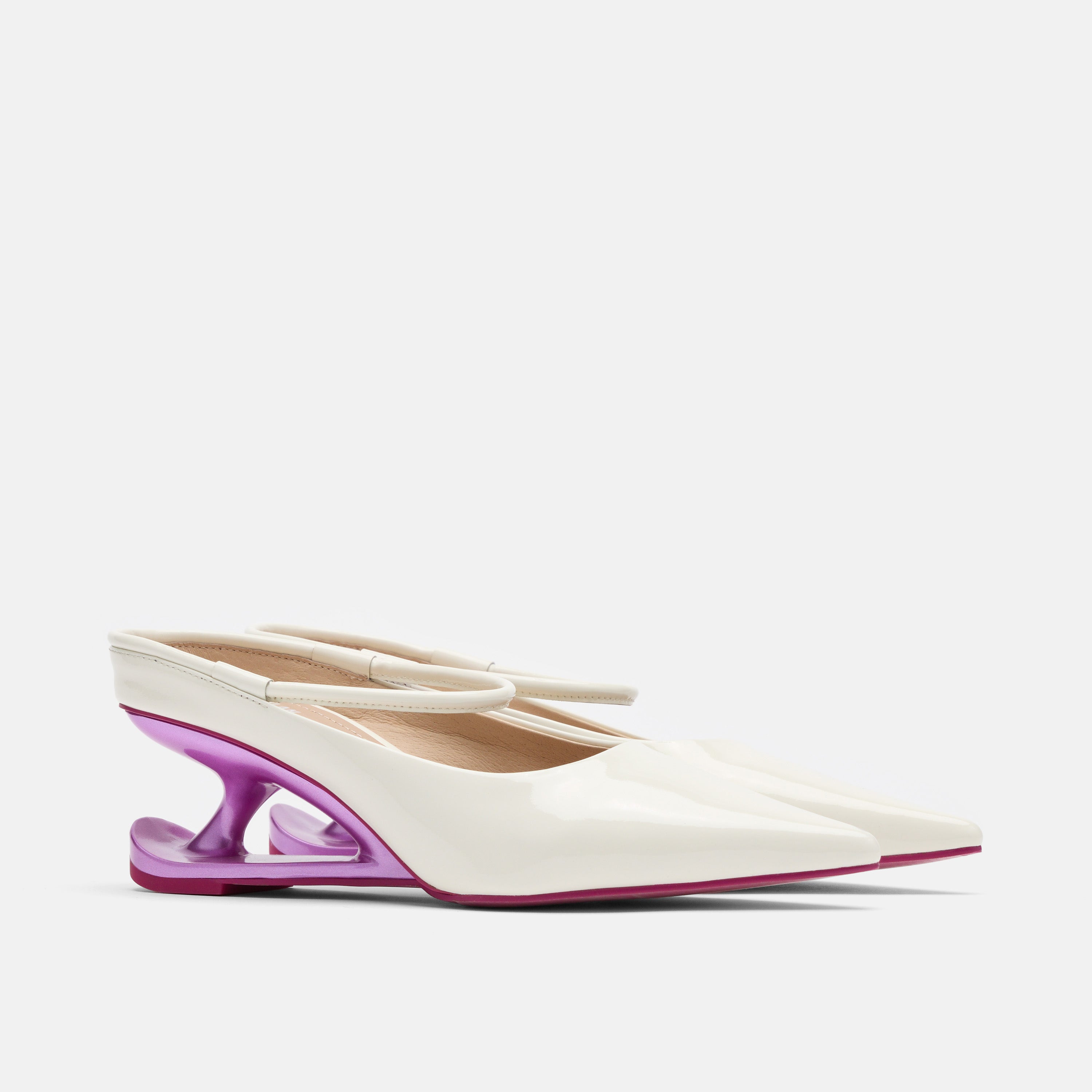 Sophia Cream/Magenta Leather Strap Pumps