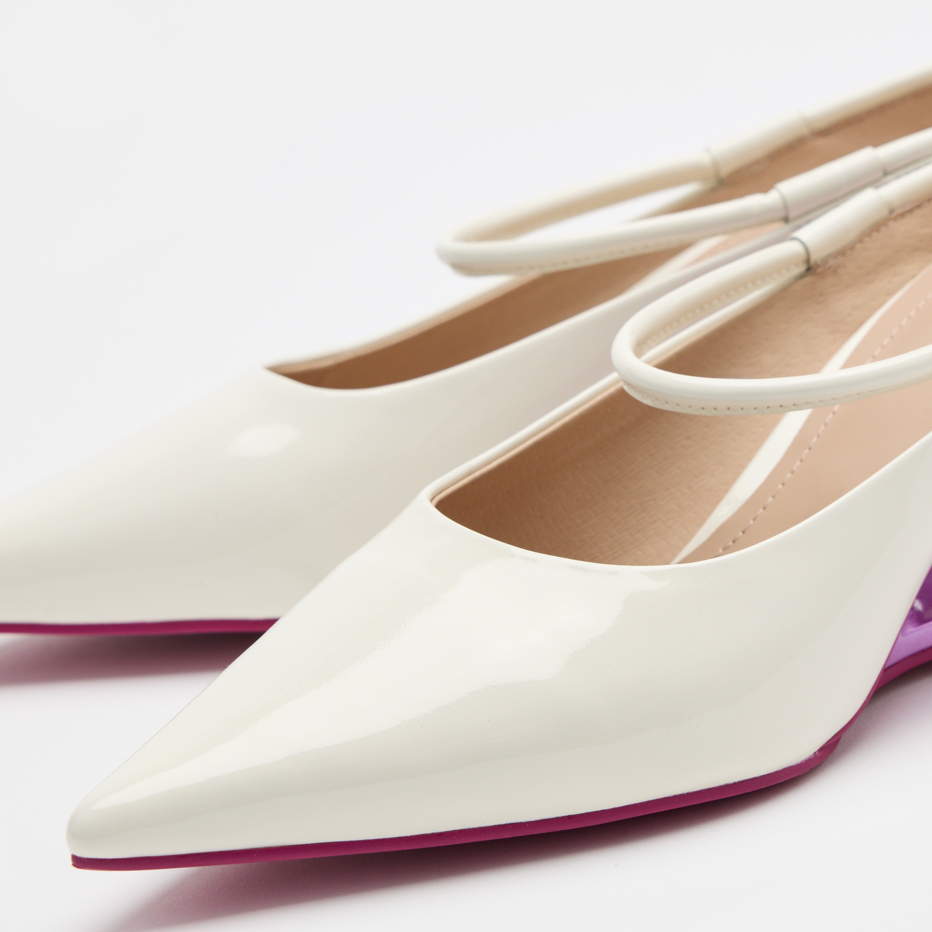 Sophia Cream/Magenta Leather Strap Pumps