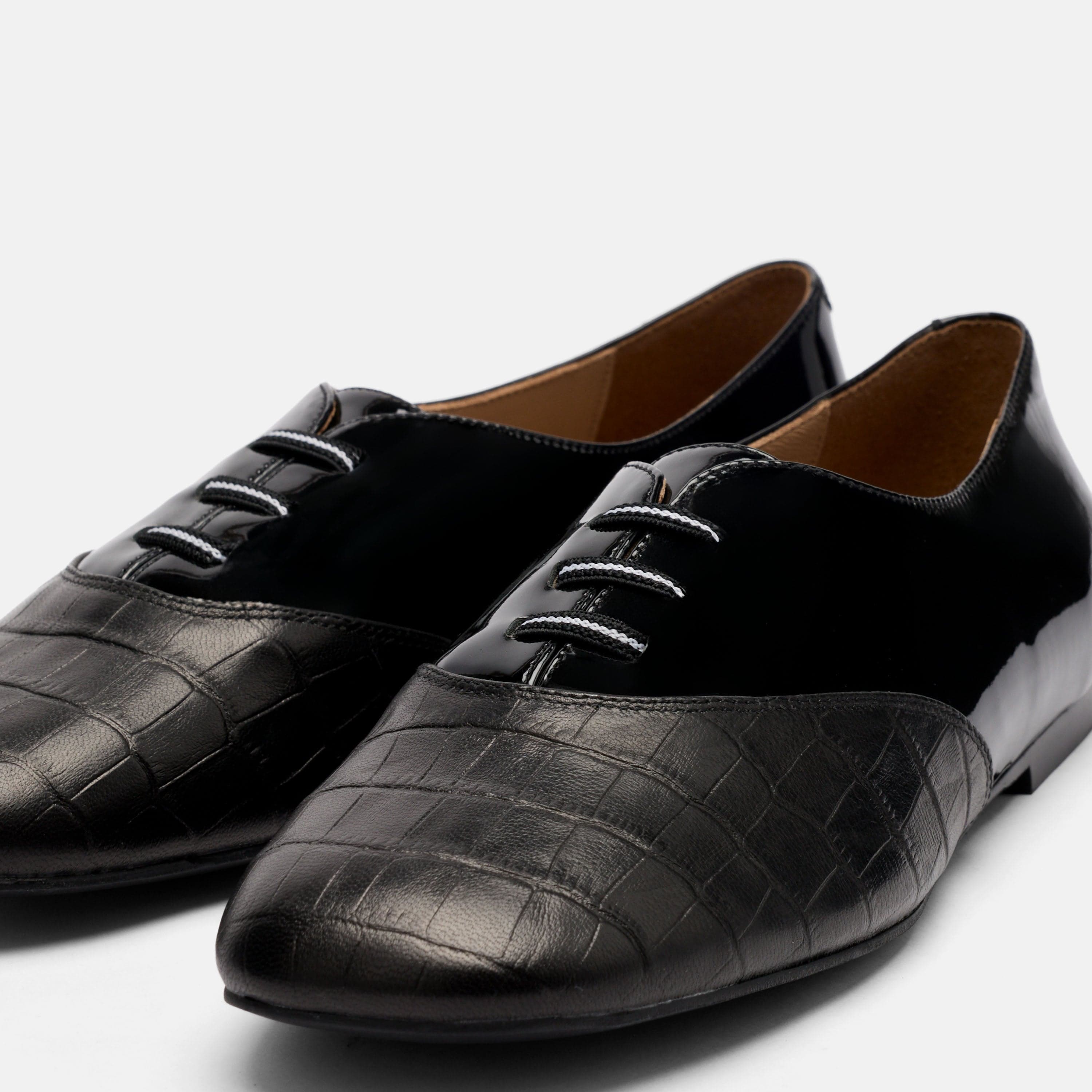 Crosstown Black Leather Ballet Sneakers