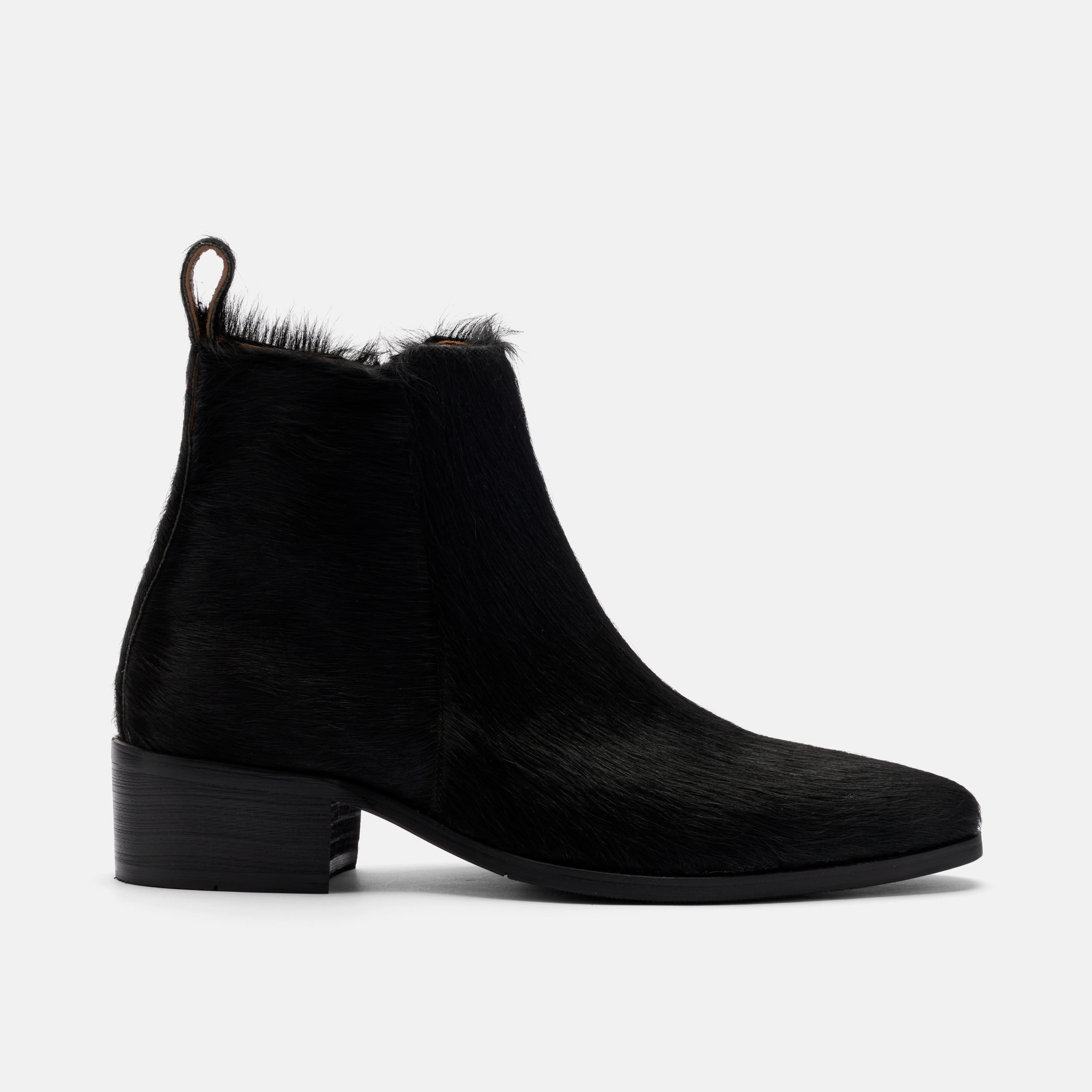 Dante Black Pony Hair Chelsea Boots