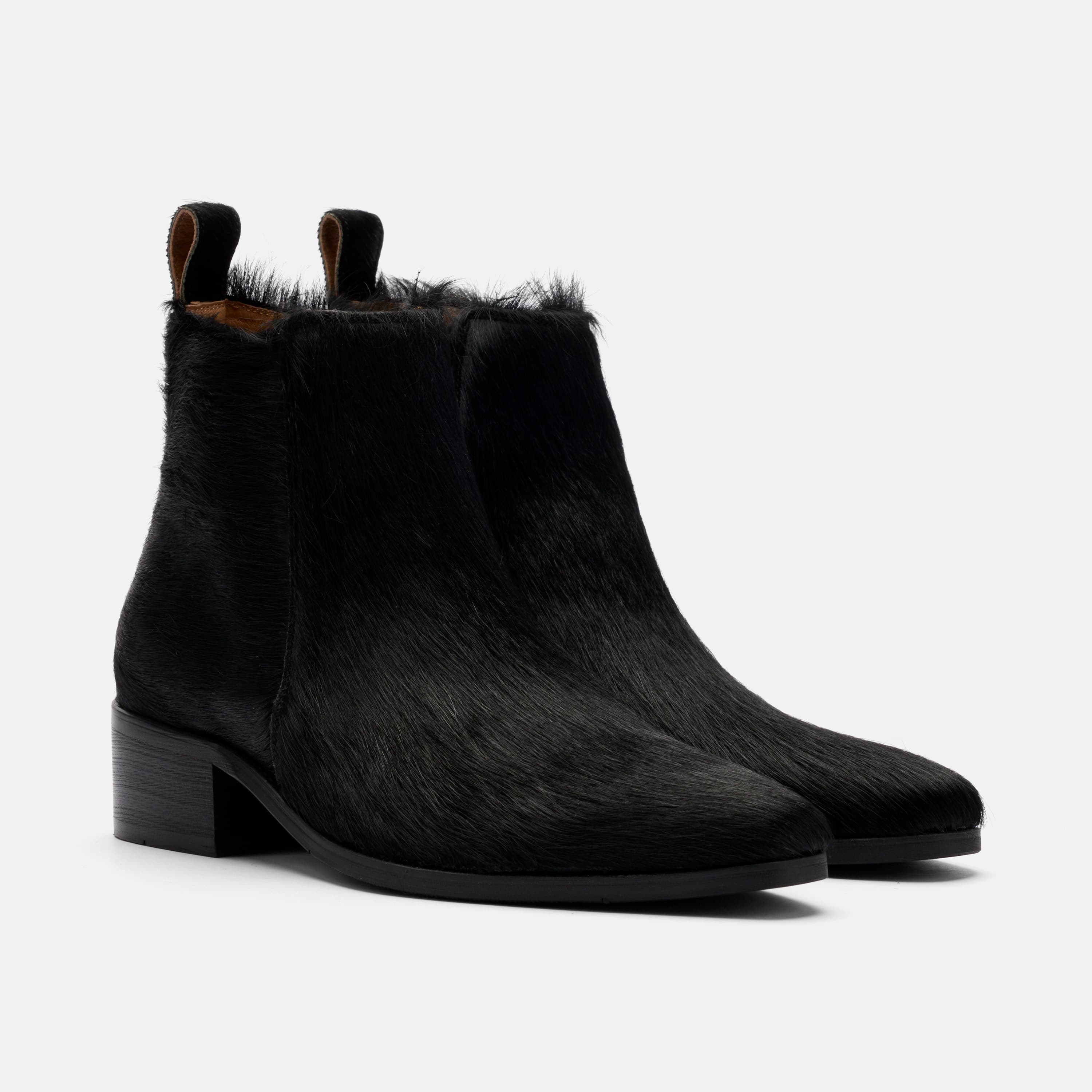 Dante Black Pony Hair Chelsea Boots