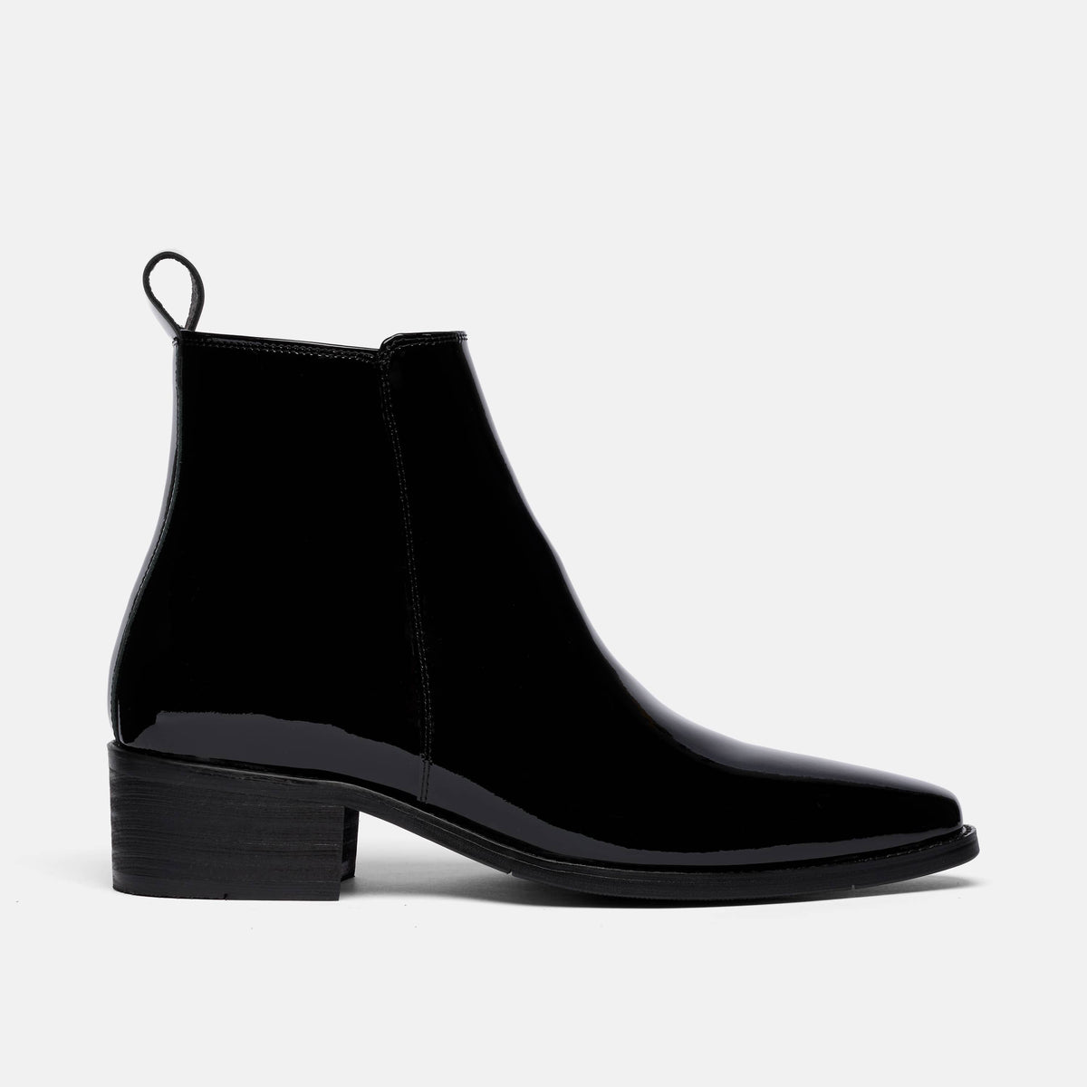 Dante Black Patent Leather Chelsea Boots