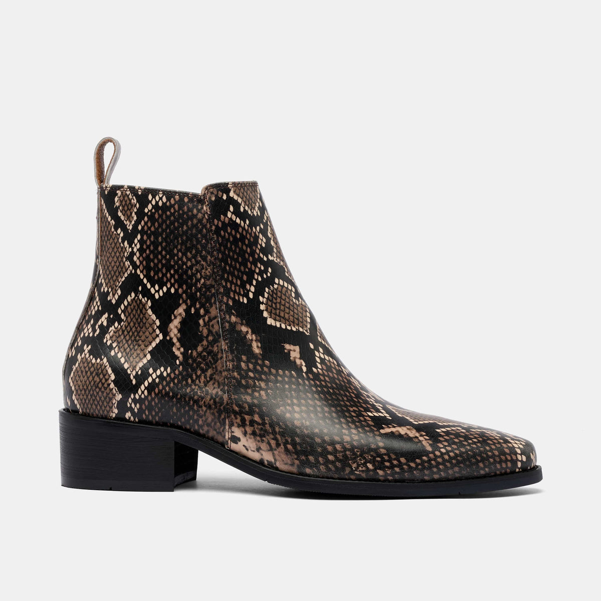 Dante Brown Snake Leather Chelsea Boots