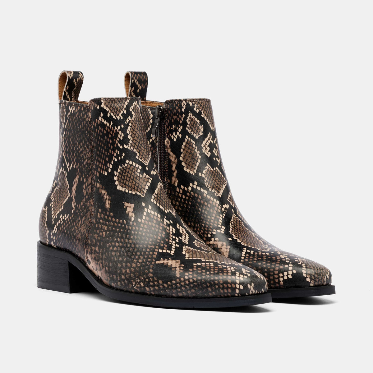 Dante Brown Snake Leather Chelsea Boots