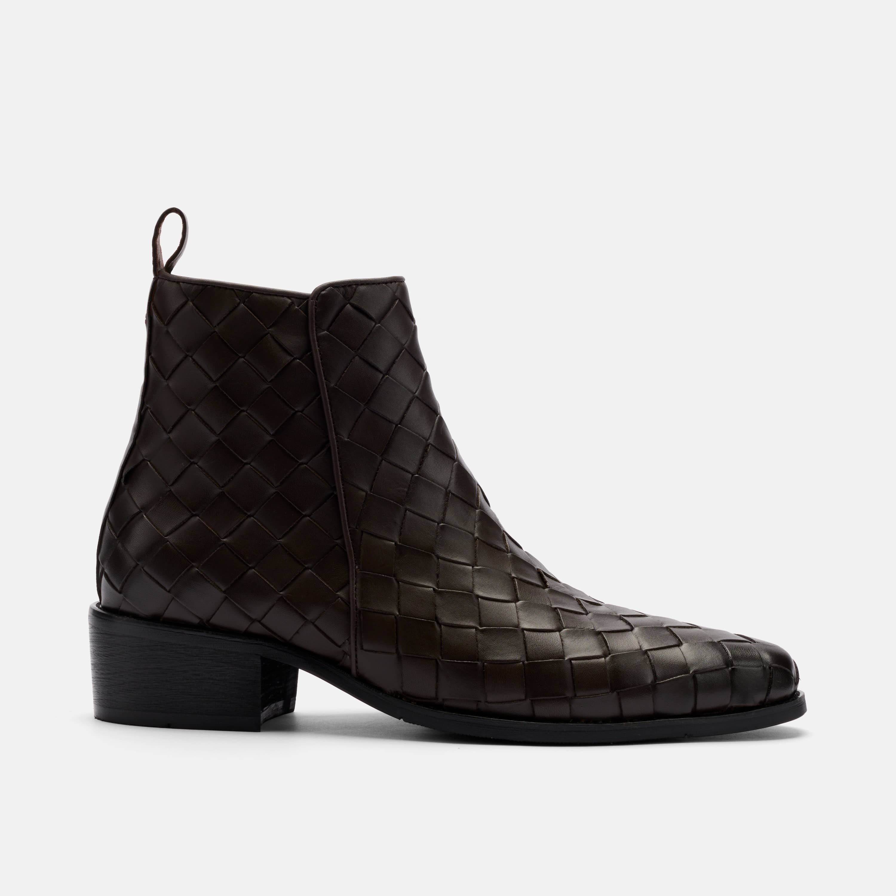 Dante Brown Woven Leather Chelsea Boots