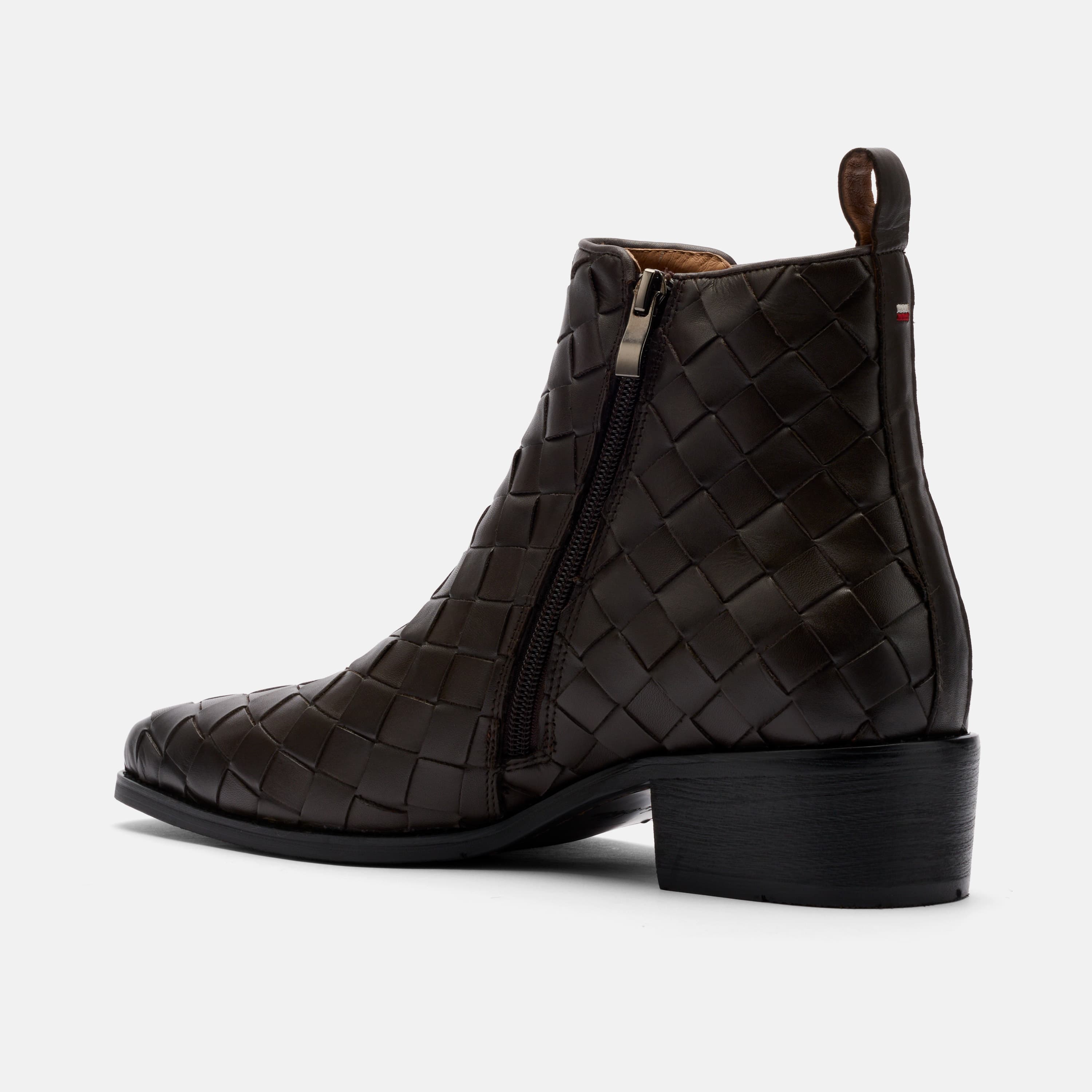 Dante Brown Woven Leather Chelsea Boots